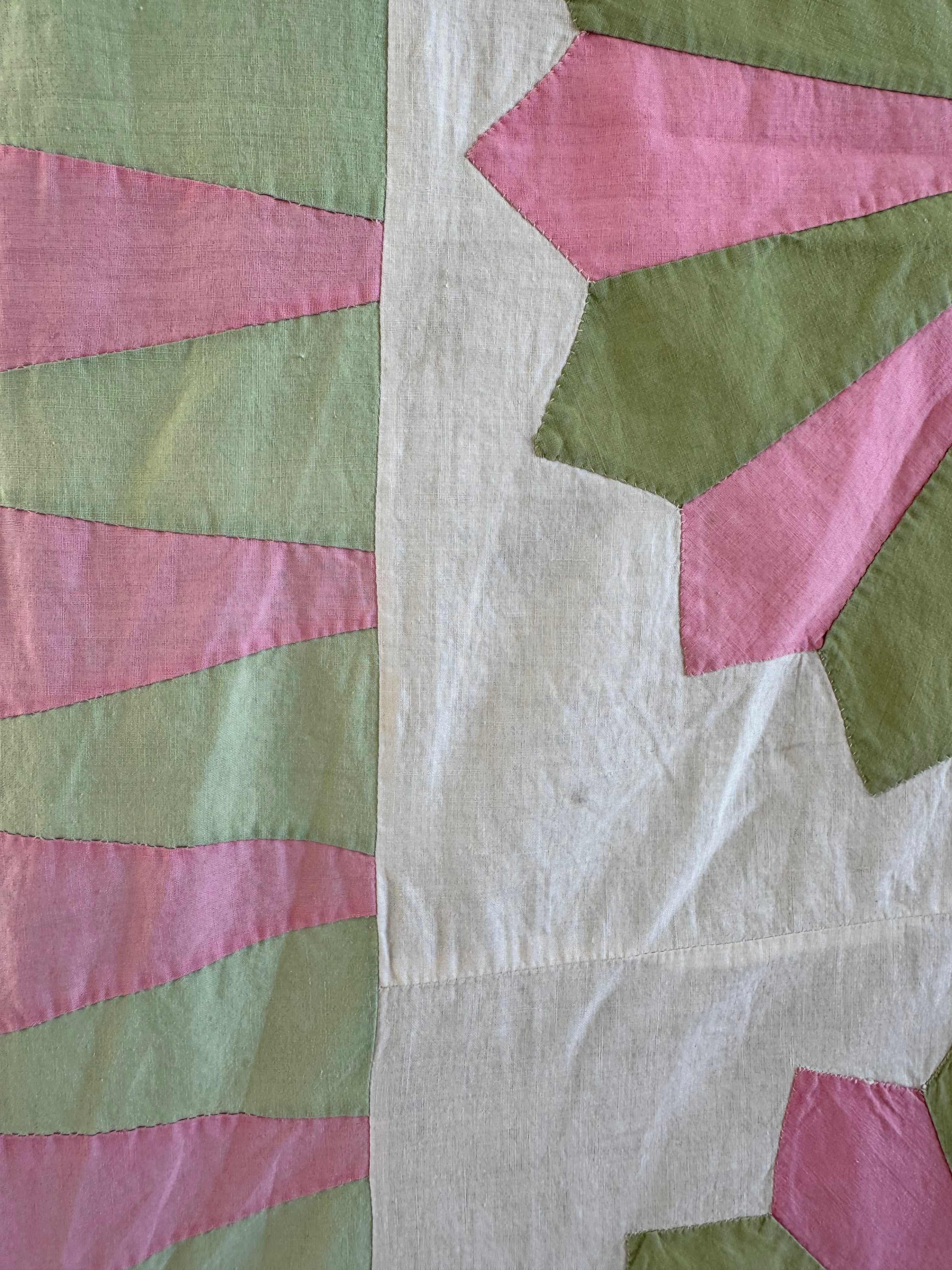 Vintage Pink and Green Dresden Plate Quilt Top