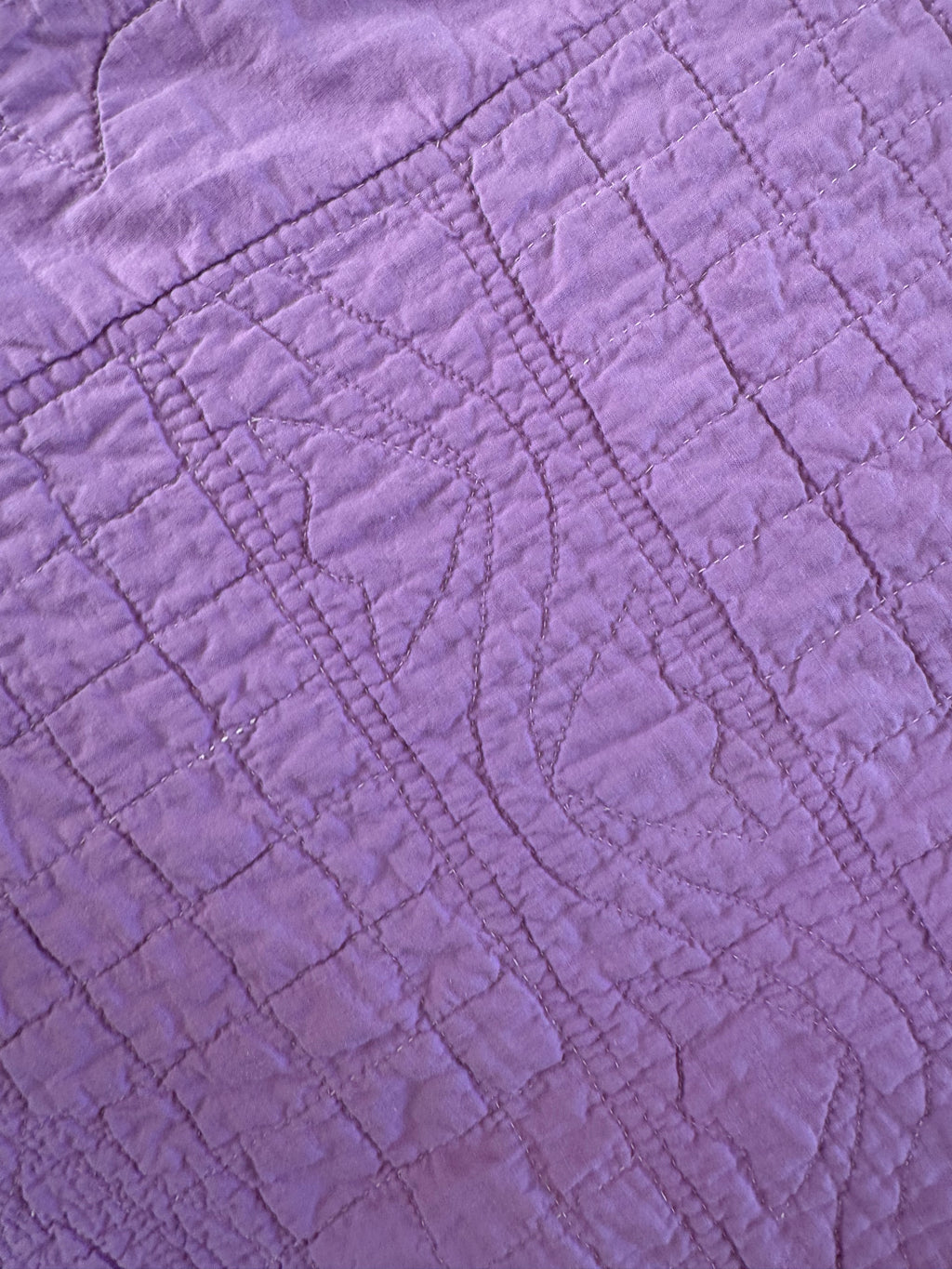 Vintage Purple Flower Basket Embroidered Quilt  **SOLD**
