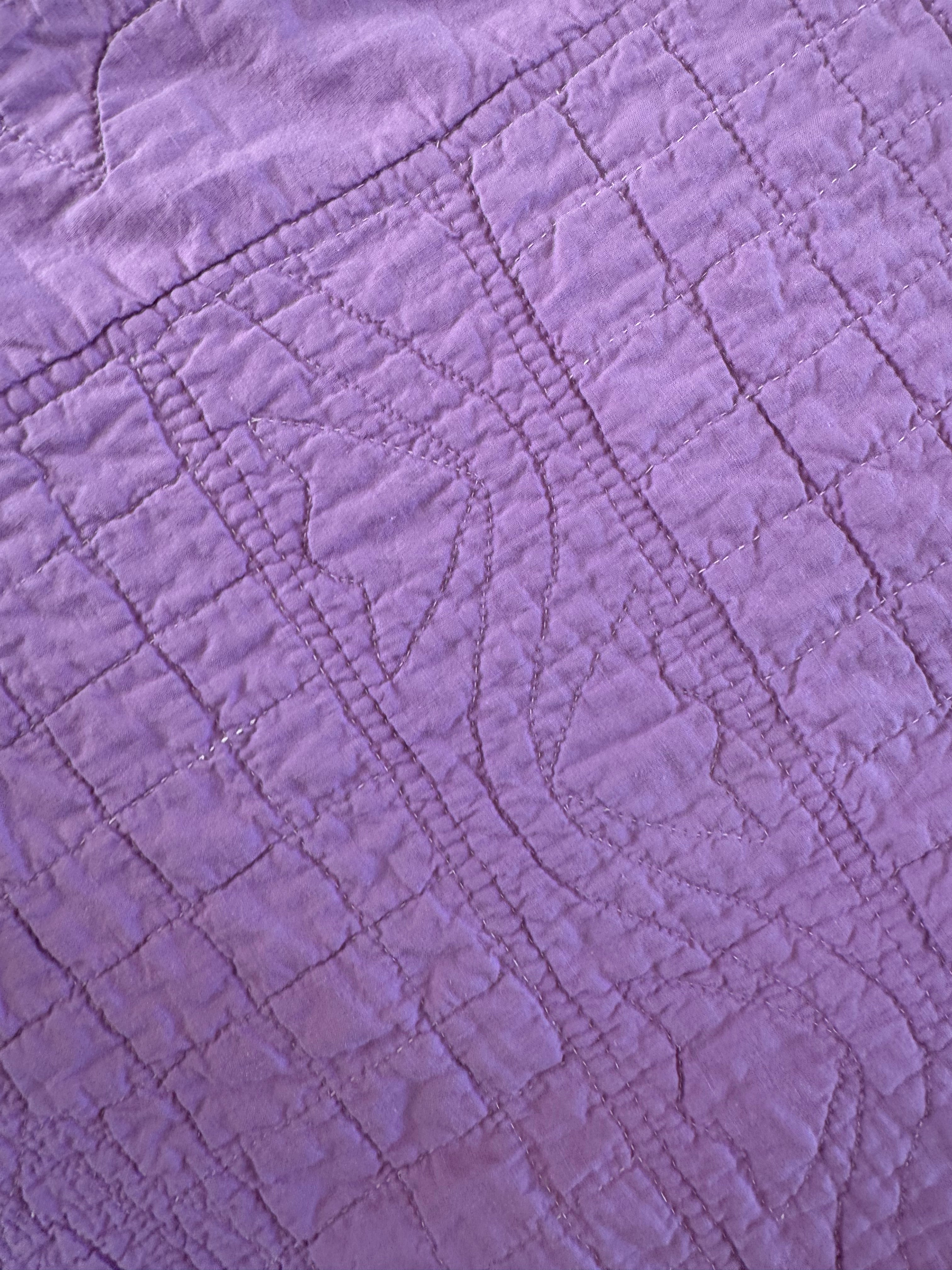 Vintage Purple Flower Basket Embroidered Quilt  **SOLD**