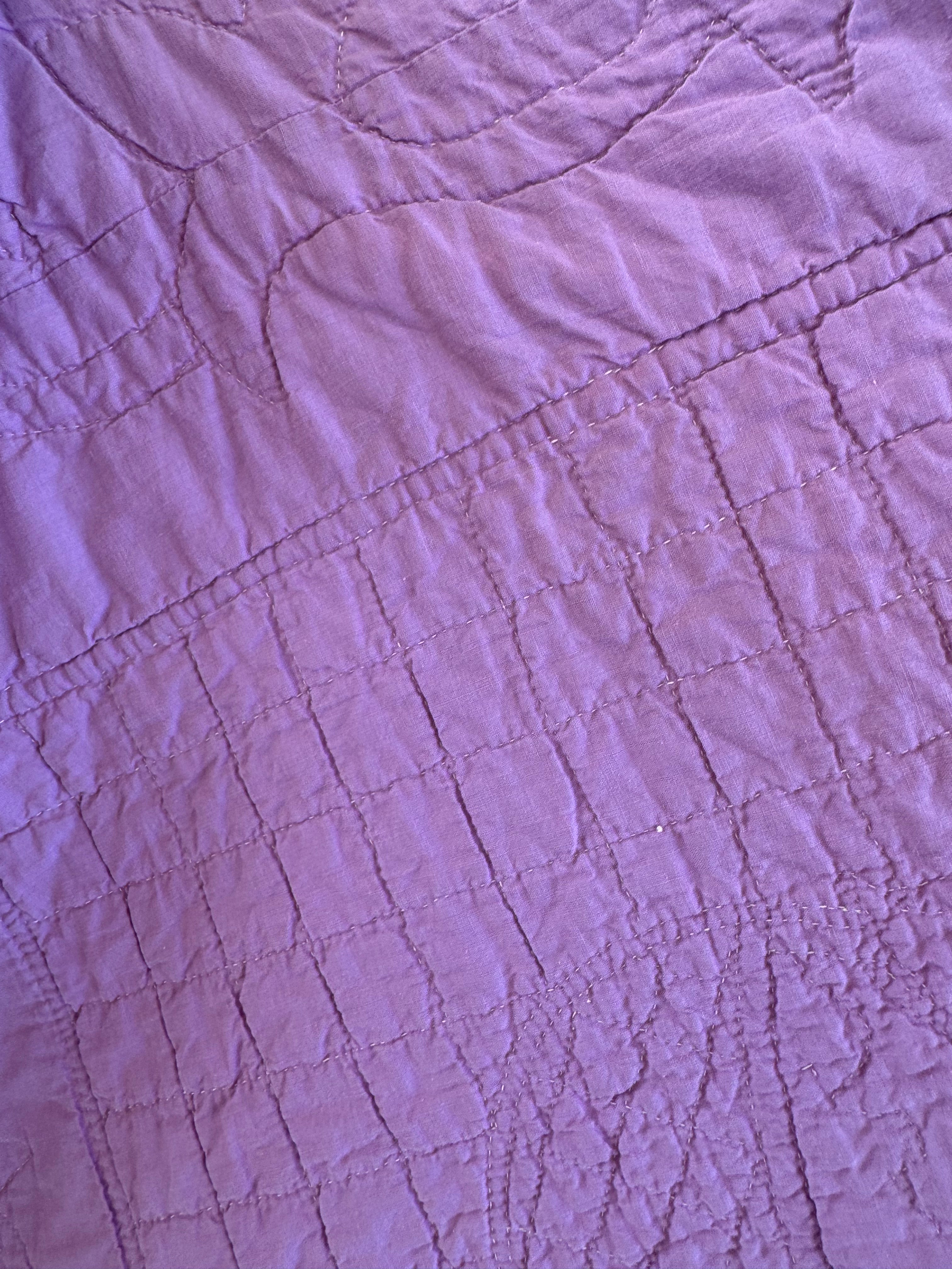Vintage Purple Flower Basket Embroidered Quilt  **SOLD**