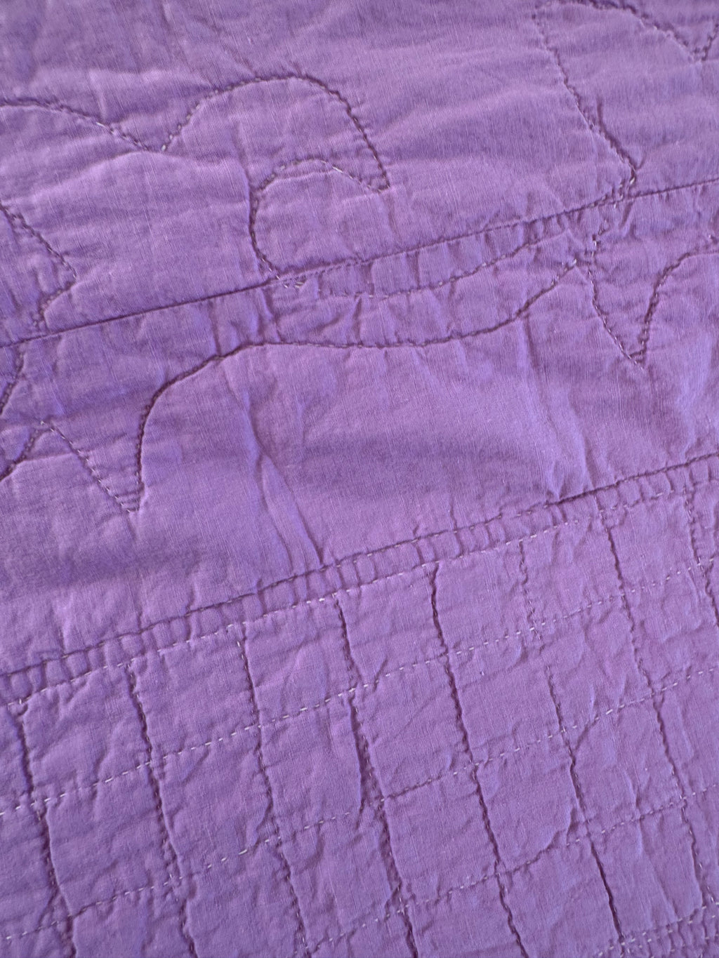 Vintage Purple Flower Basket Embroidered Quilt  **SOLD**
