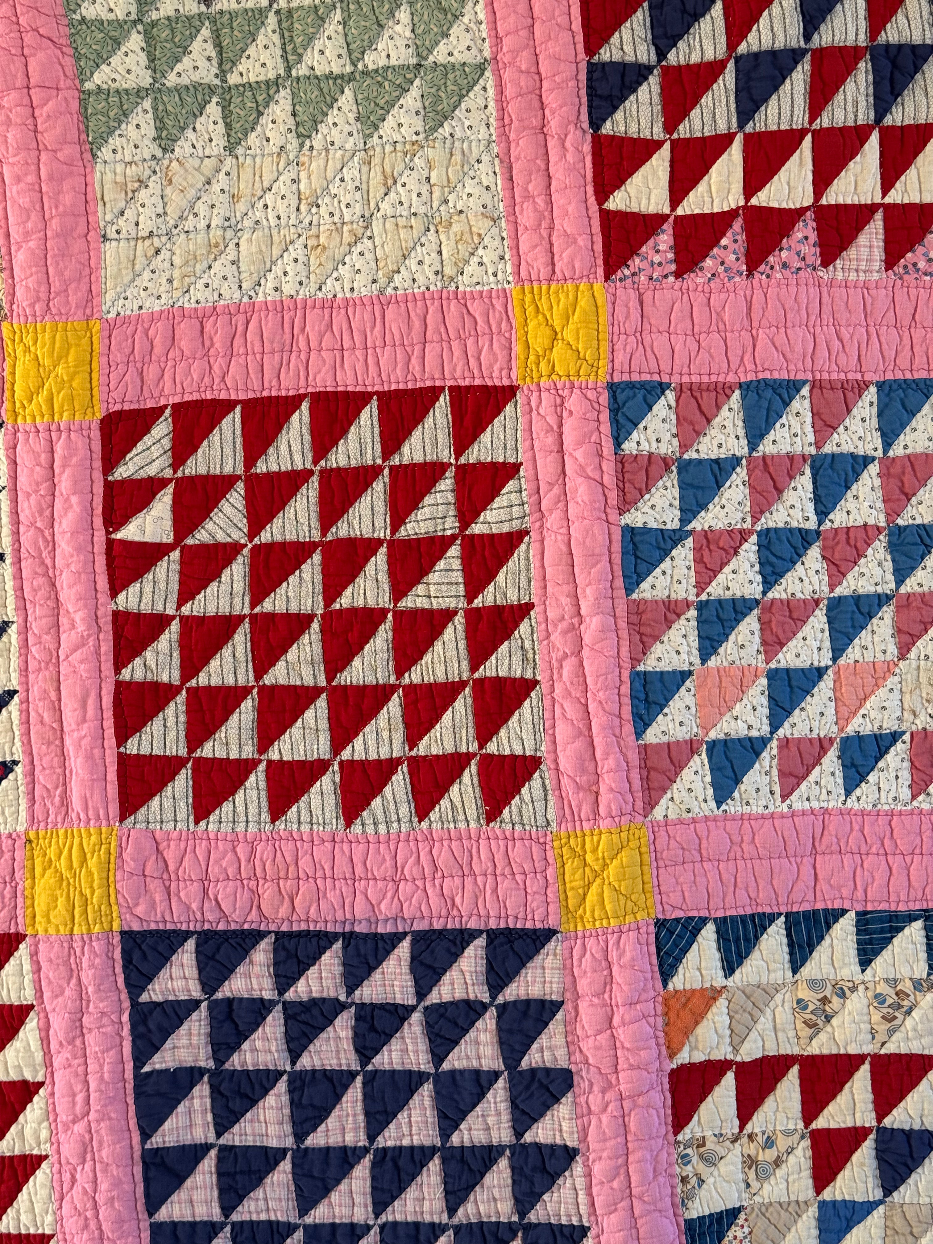 Antique Pink Flying Geese Variation Quilt