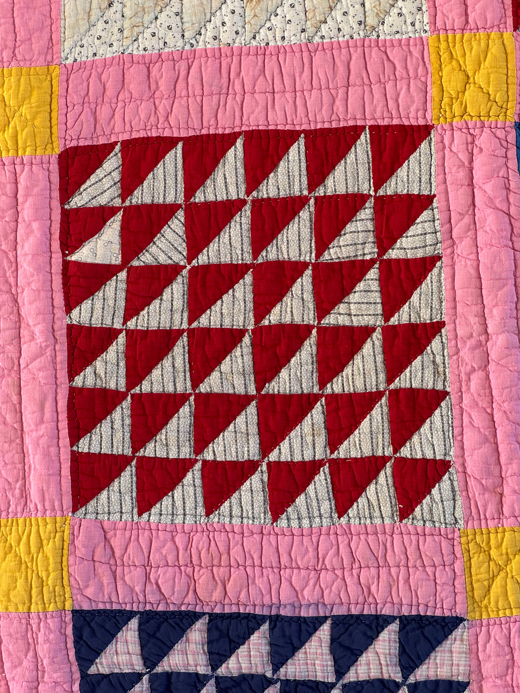 Antique Pink Flying Geese Variation Quilt
