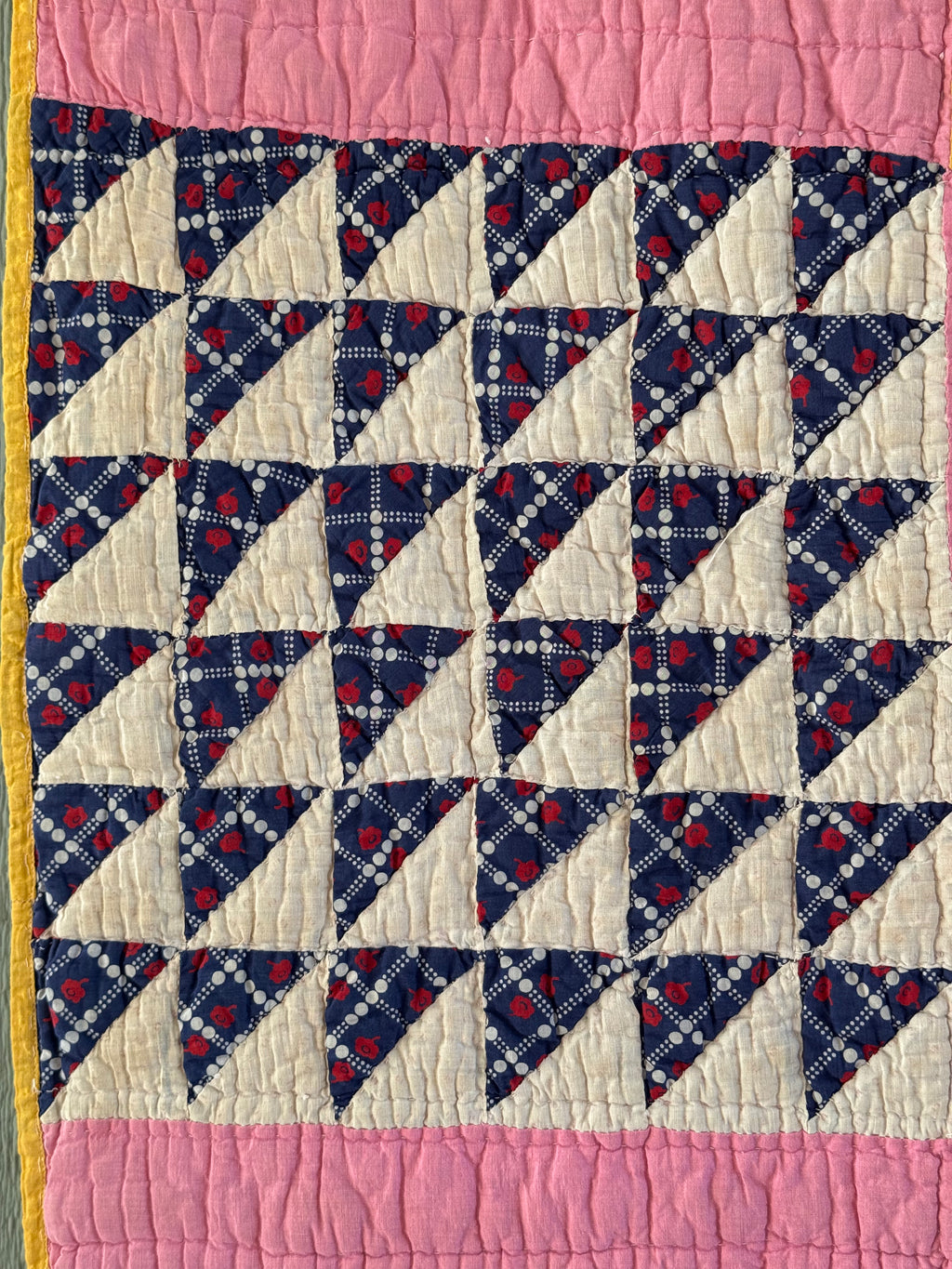 Antique Pink Flying Geese Variation Quilt