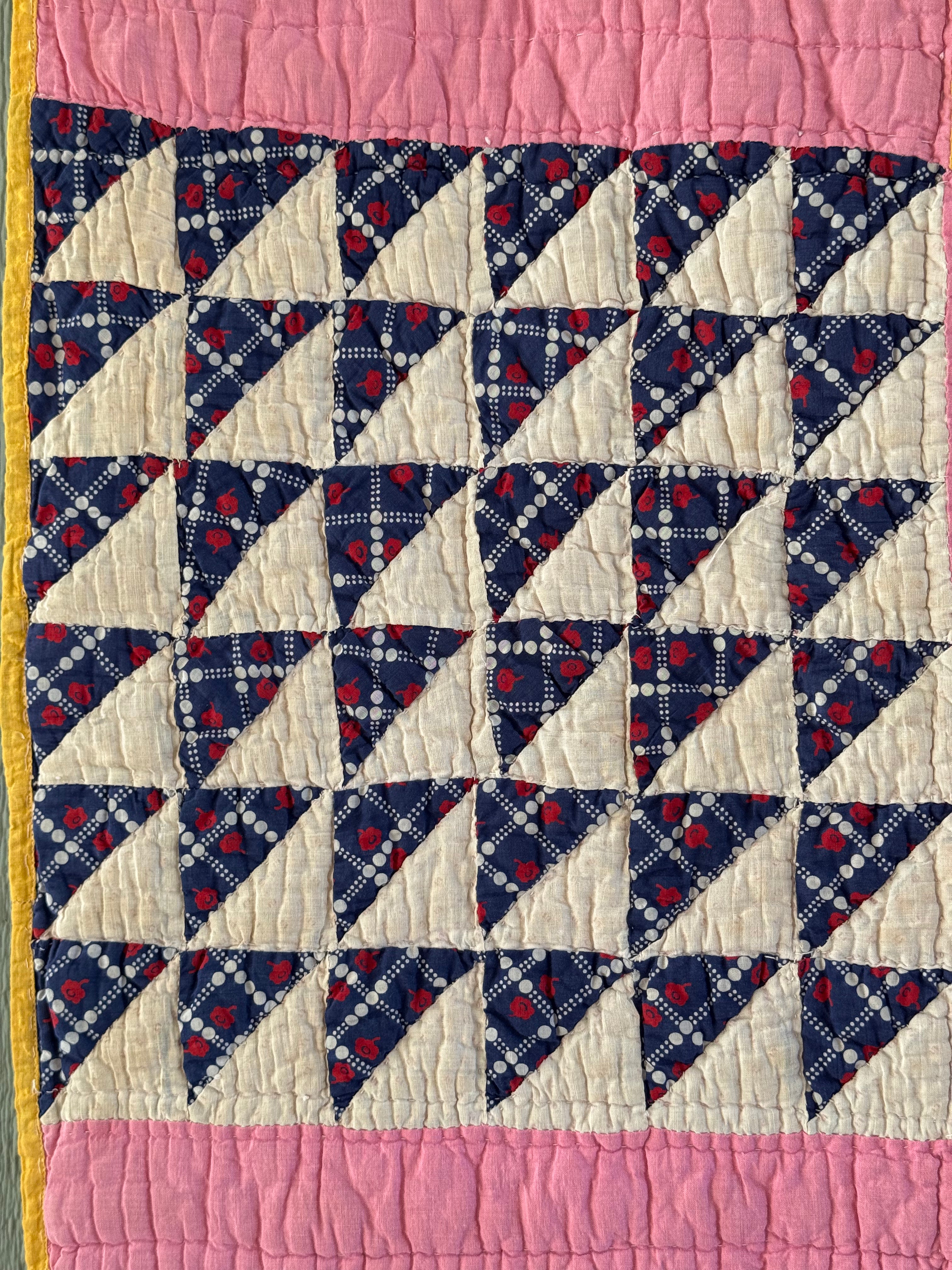 Antique Pink Flying Geese Variation Quilt