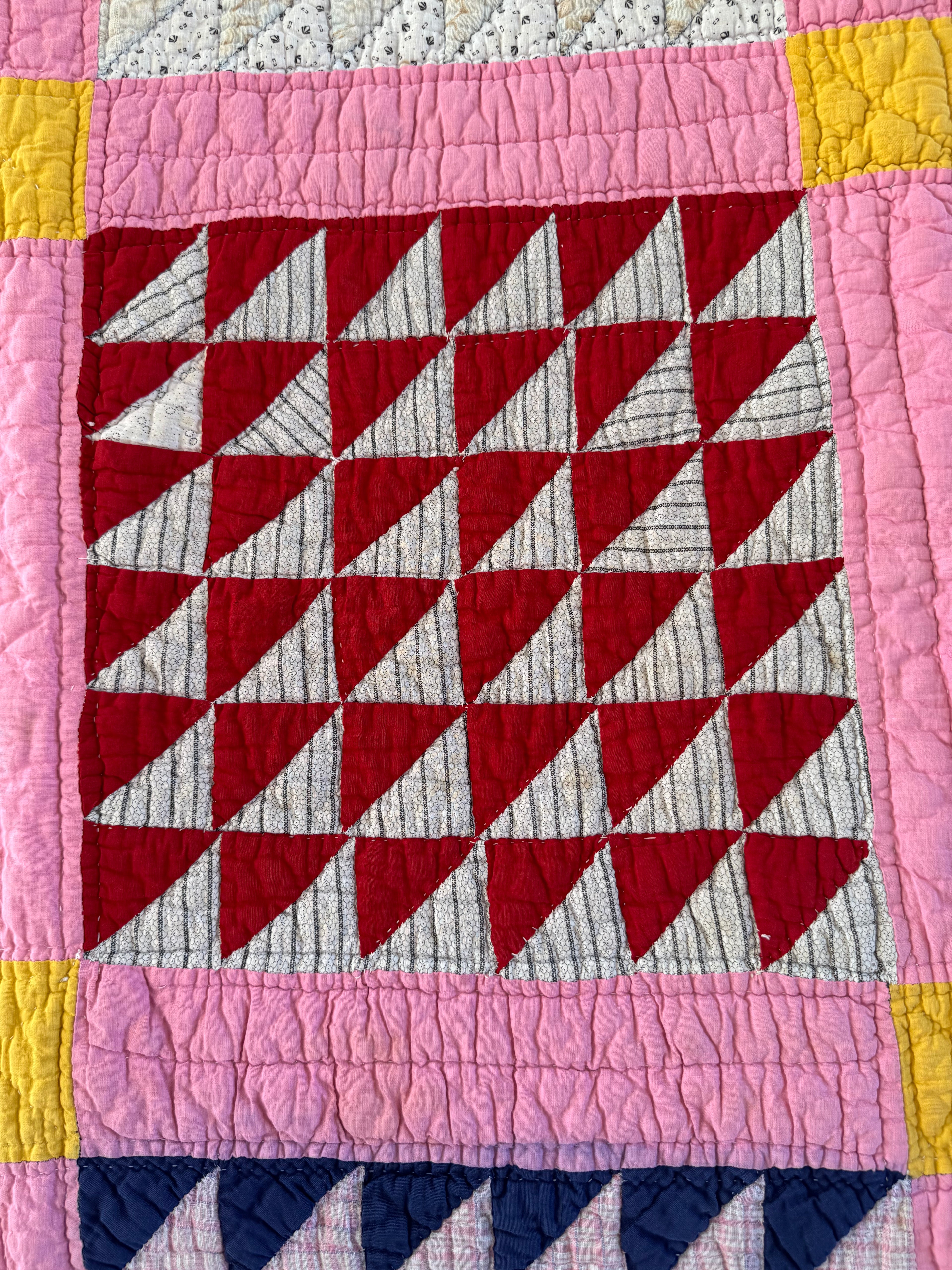 Antique Pink Flying Geese Variation Quilt