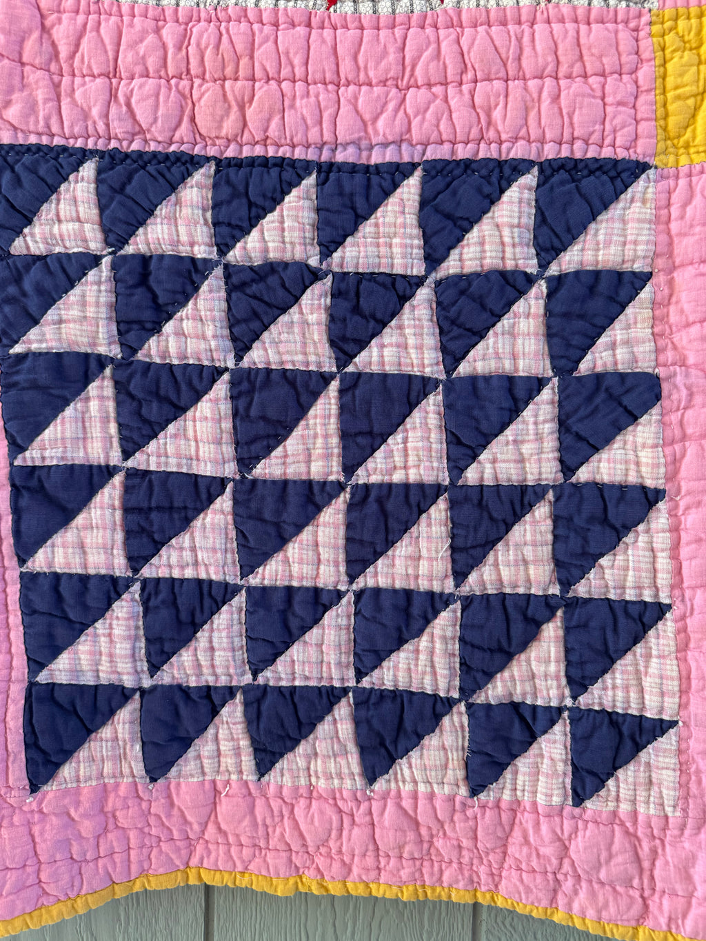 Antique Pink Flying Geese Variation Quilt