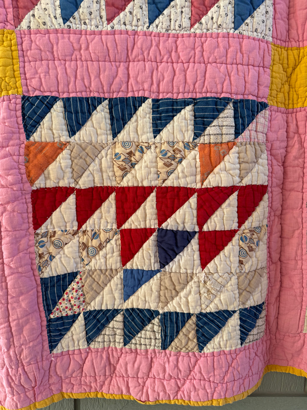 Antique Pink Flying Geese Variation Quilt