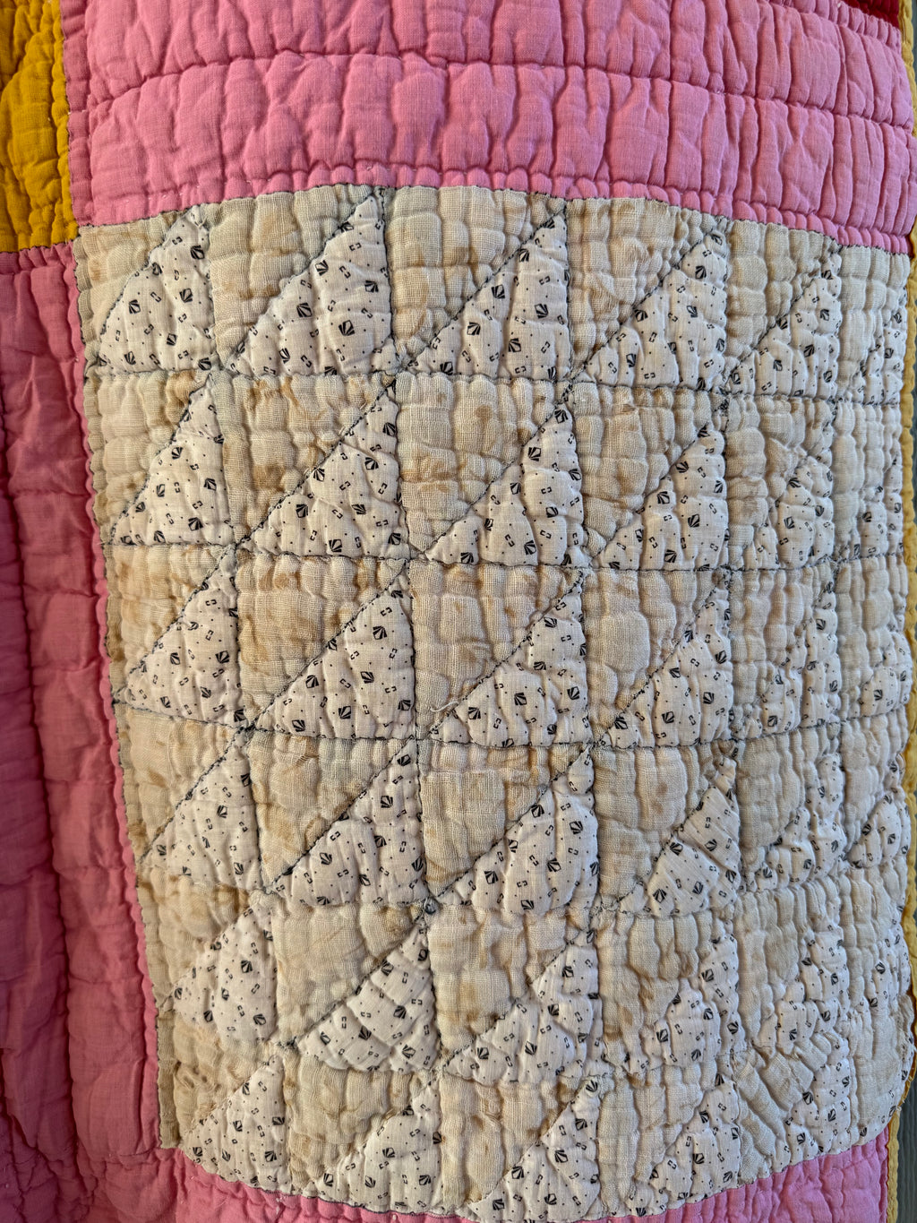 Antique Pink Flying Geese Variation Quilt