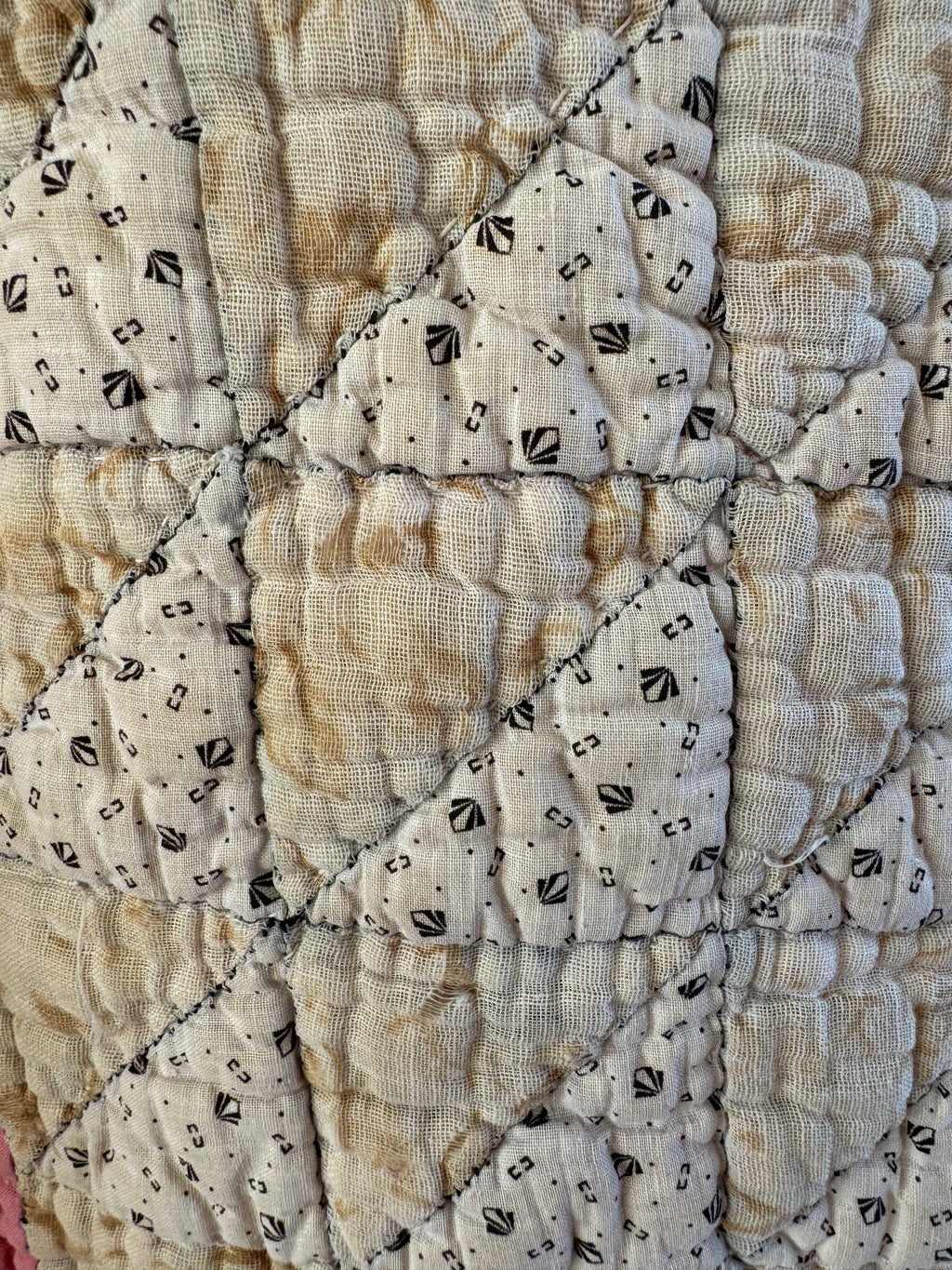 Antique Pink Flying Geese Variation Quilt