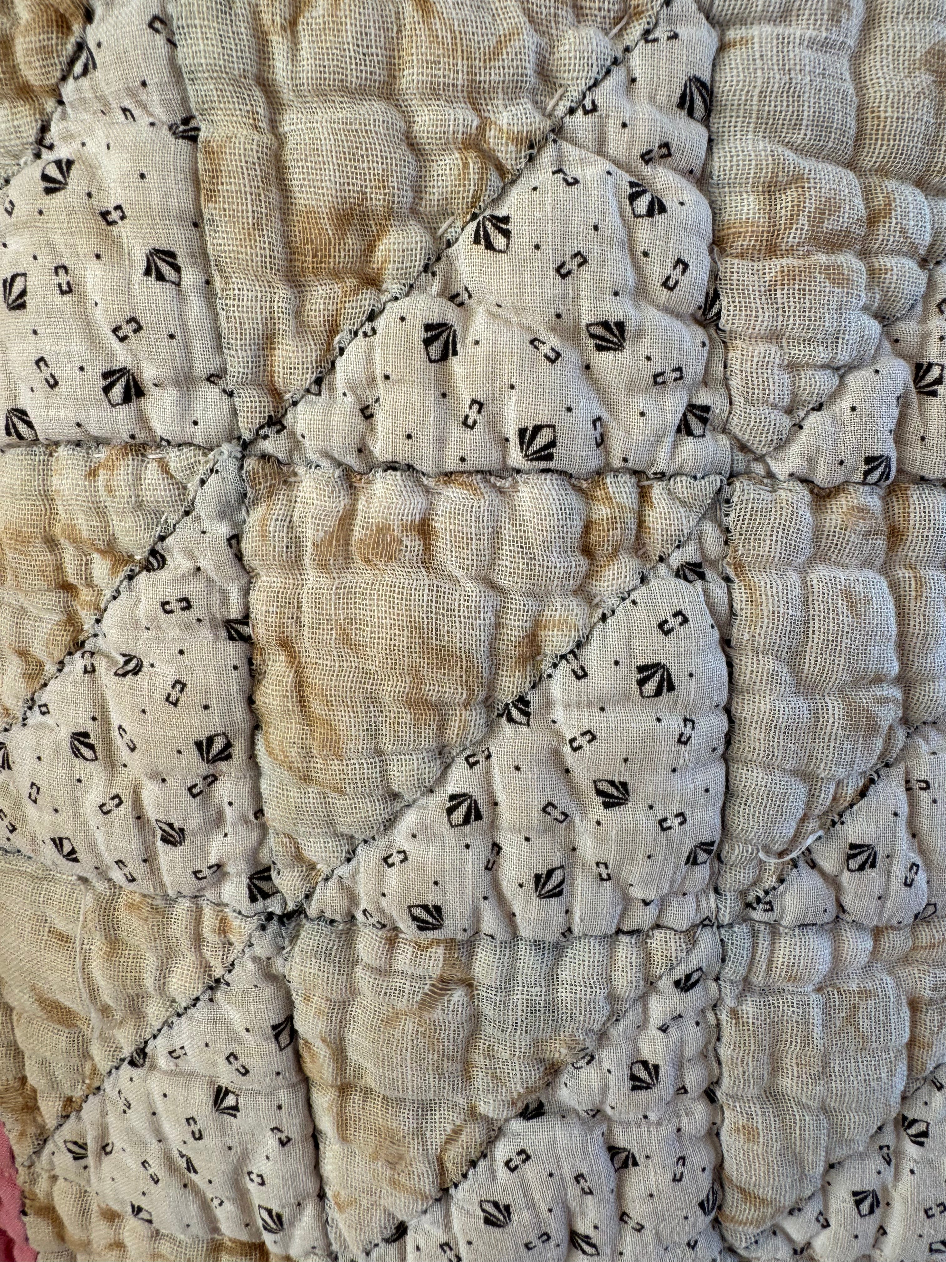 Antique Pink Flying Geese Variation Quilt