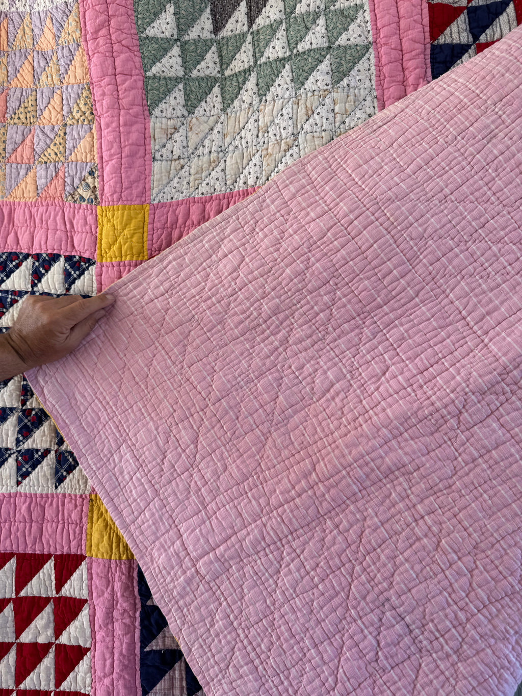 Antique Pink Flying Geese Variation Quilt