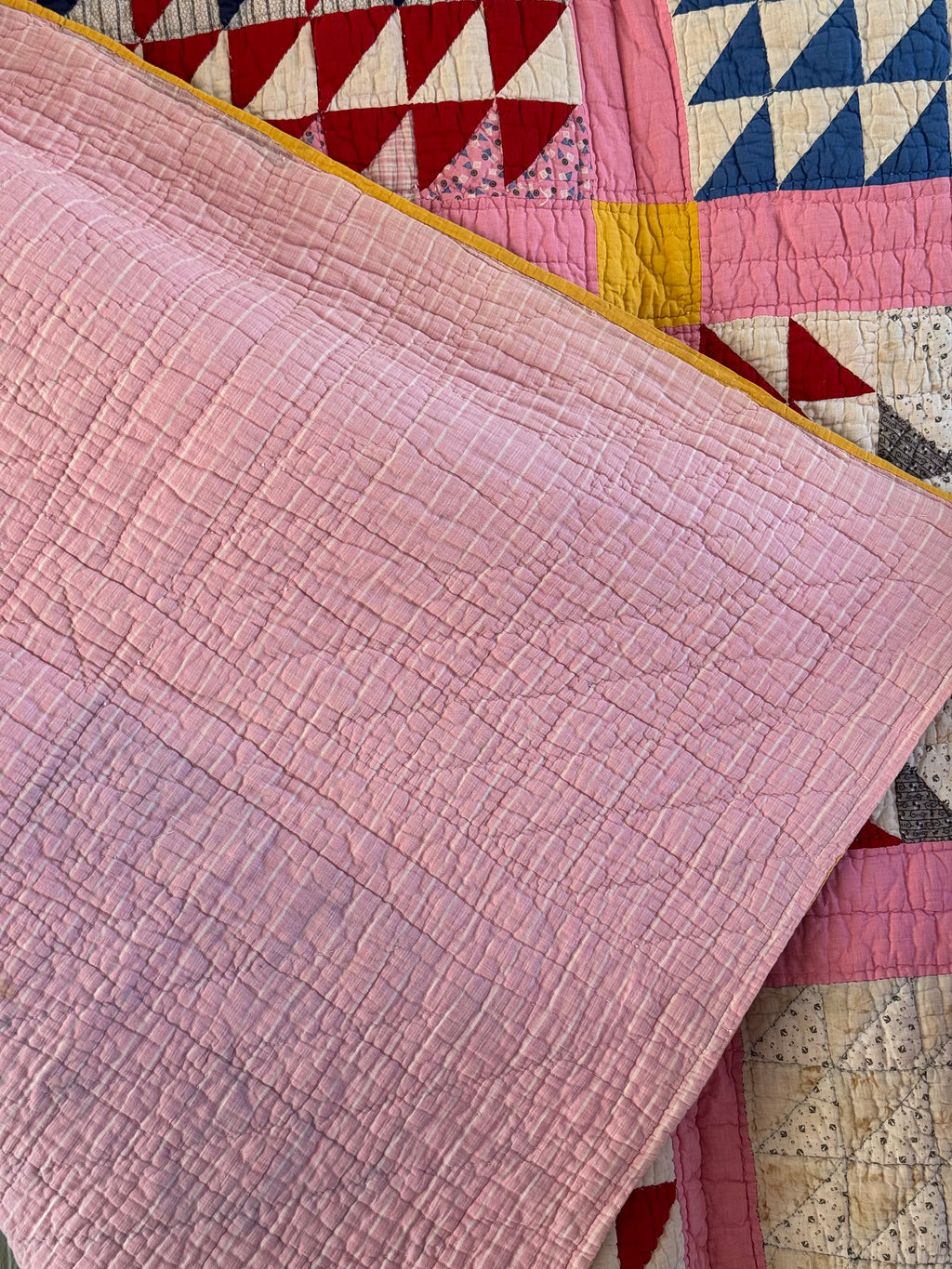 Antique Pink Flying Geese Variation Quilt