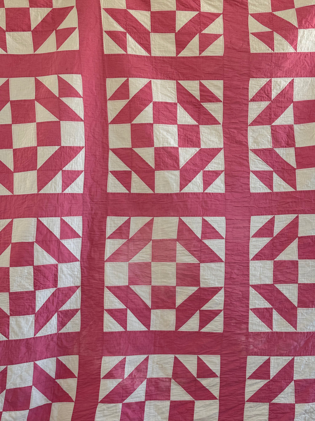 **SOLD Vintage Pink Old Maid's Puzzle Quilt SOLD**