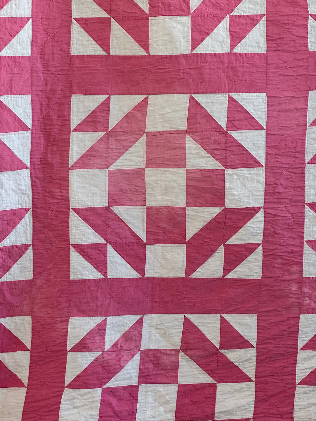 **SOLD Vintage Pink Old Maid's Puzzle Quilt SOLD**