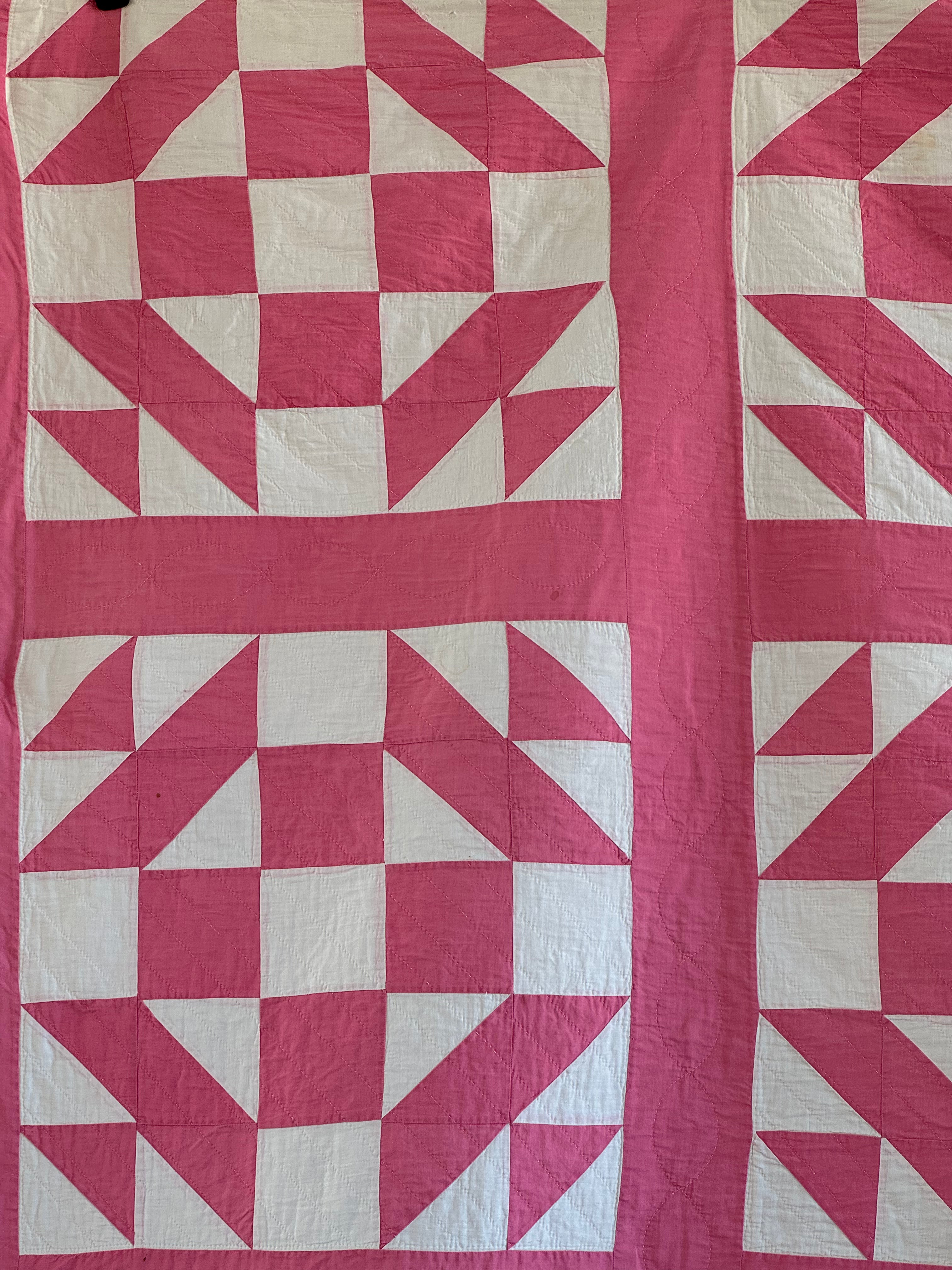 **SOLD Vintage Pink Old Maid's Puzzle Quilt SOLD**