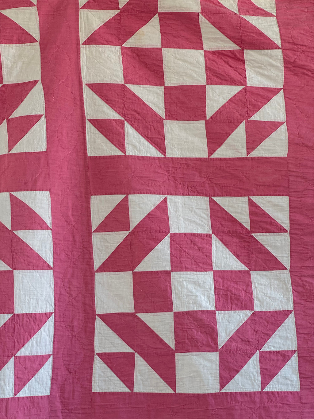 **SOLD Vintage Pink Old Maid's Puzzle Quilt SOLD**
