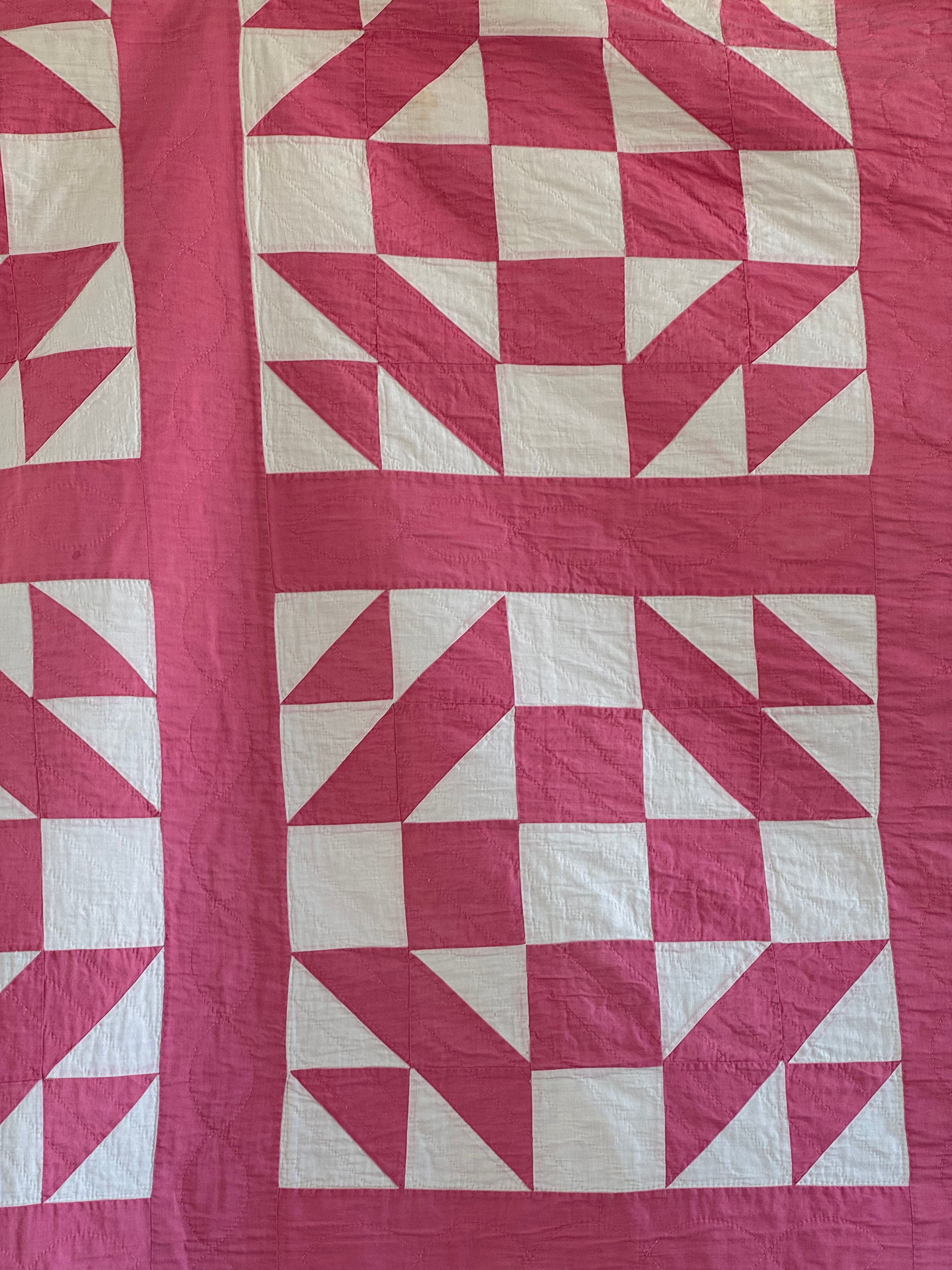 **SOLD Vintage Pink Old Maid's Puzzle Quilt SOLD**