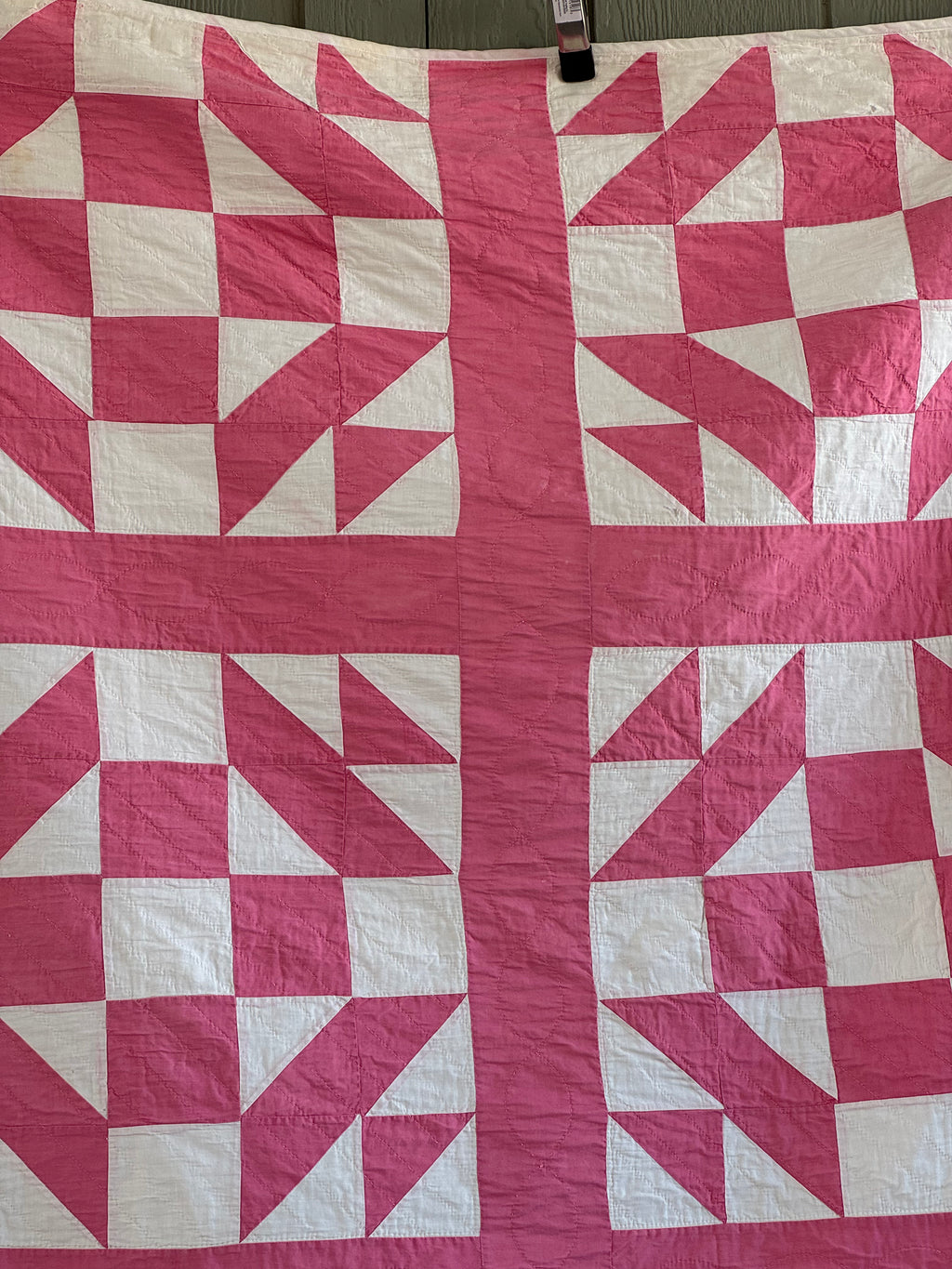 **SOLD Vintage Pink Old Maid's Puzzle Quilt SOLD**