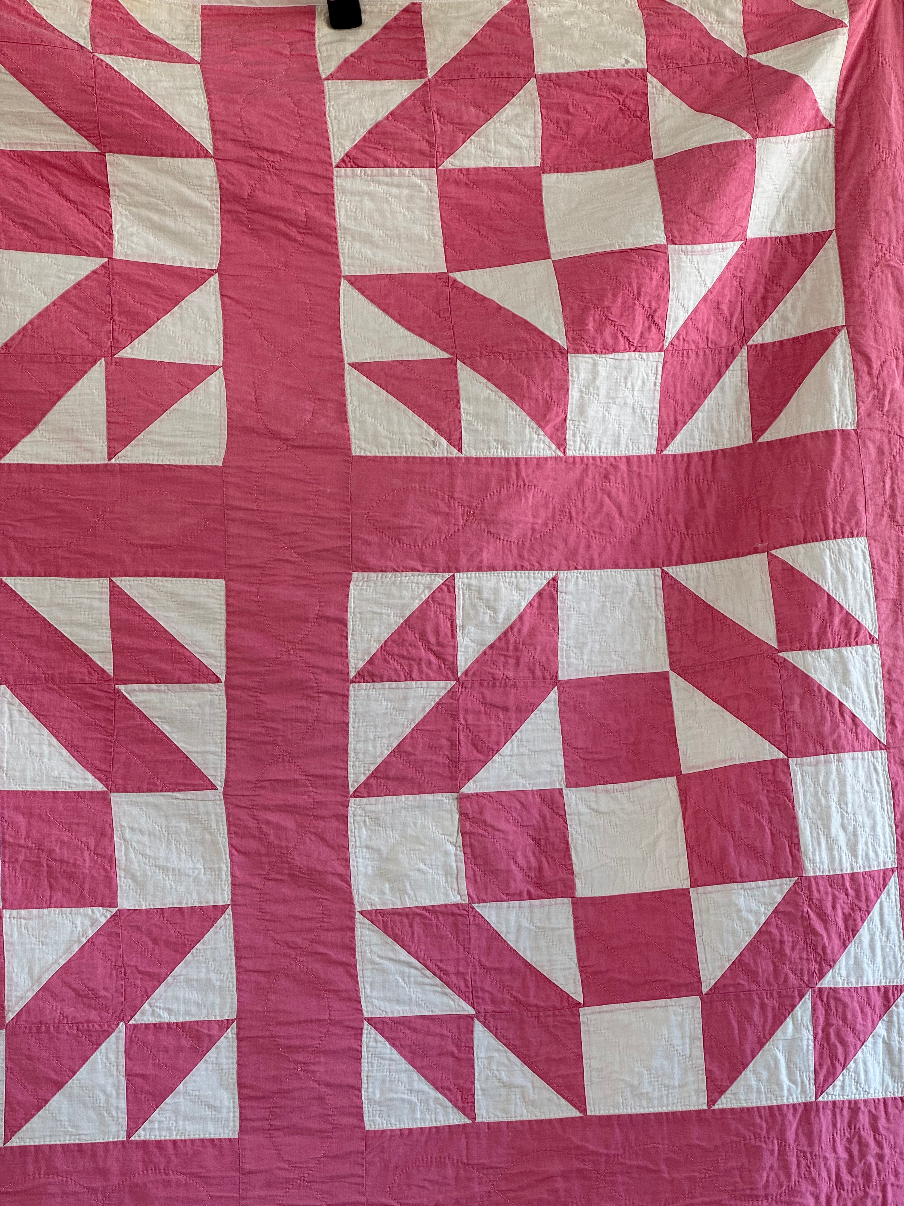 **SOLD Vintage Pink Old Maid's Puzzle Quilt SOLD**