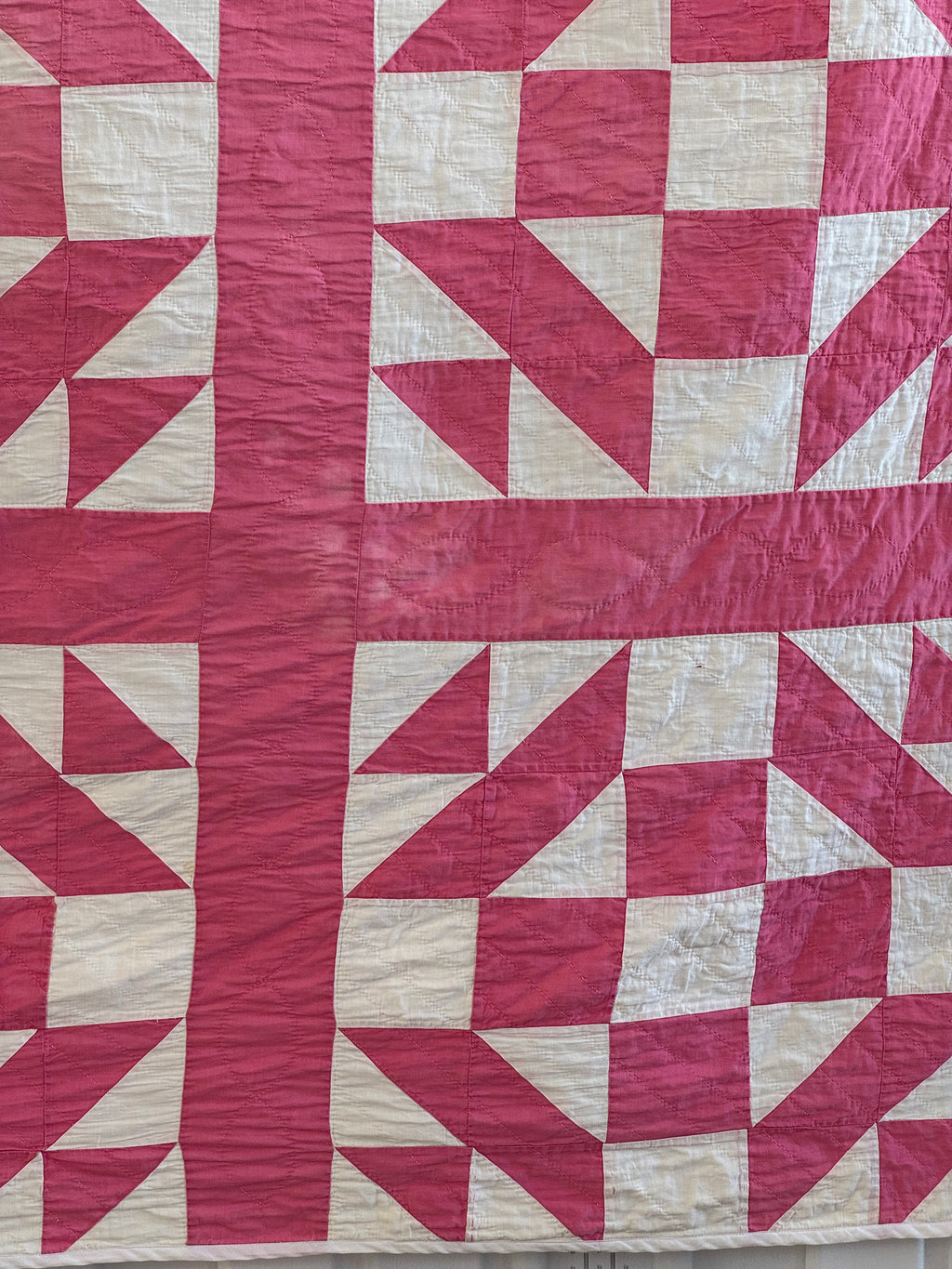 **SOLD Vintage Pink Old Maid's Puzzle Quilt SOLD**