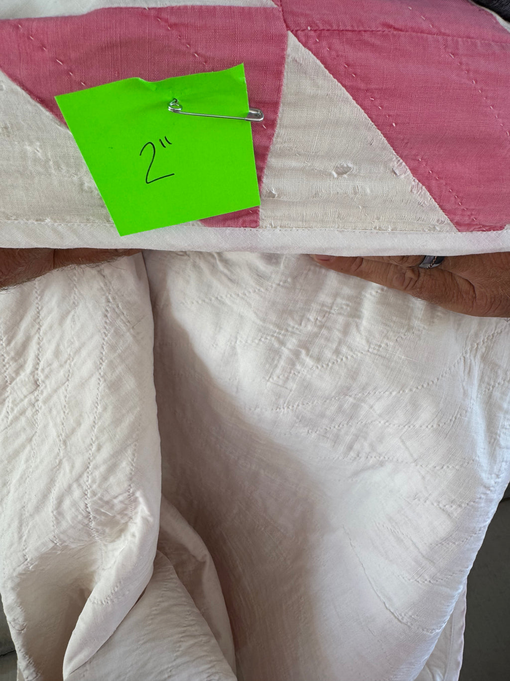 **SOLD Vintage Pink Old Maid's Puzzle Quilt SOLD**