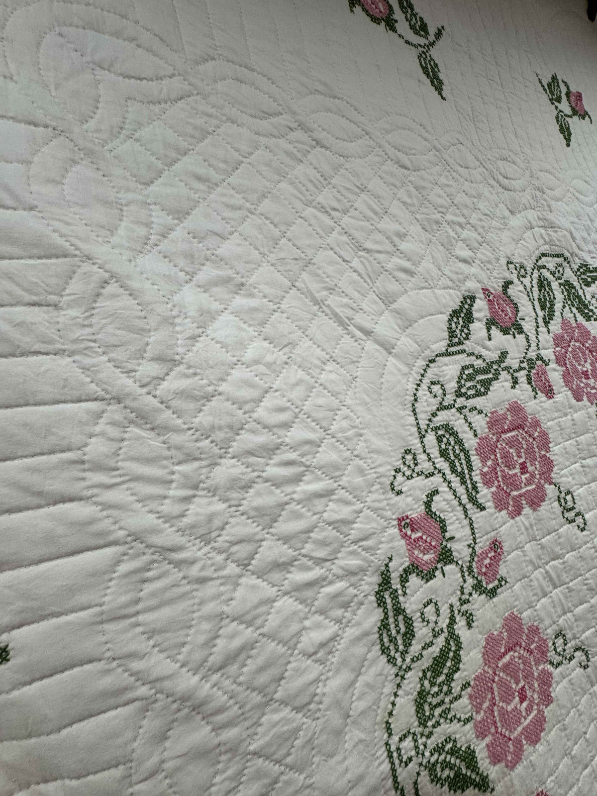 Vintage Quilt Windsor Rose Cross-Stitched Kit Quilt
