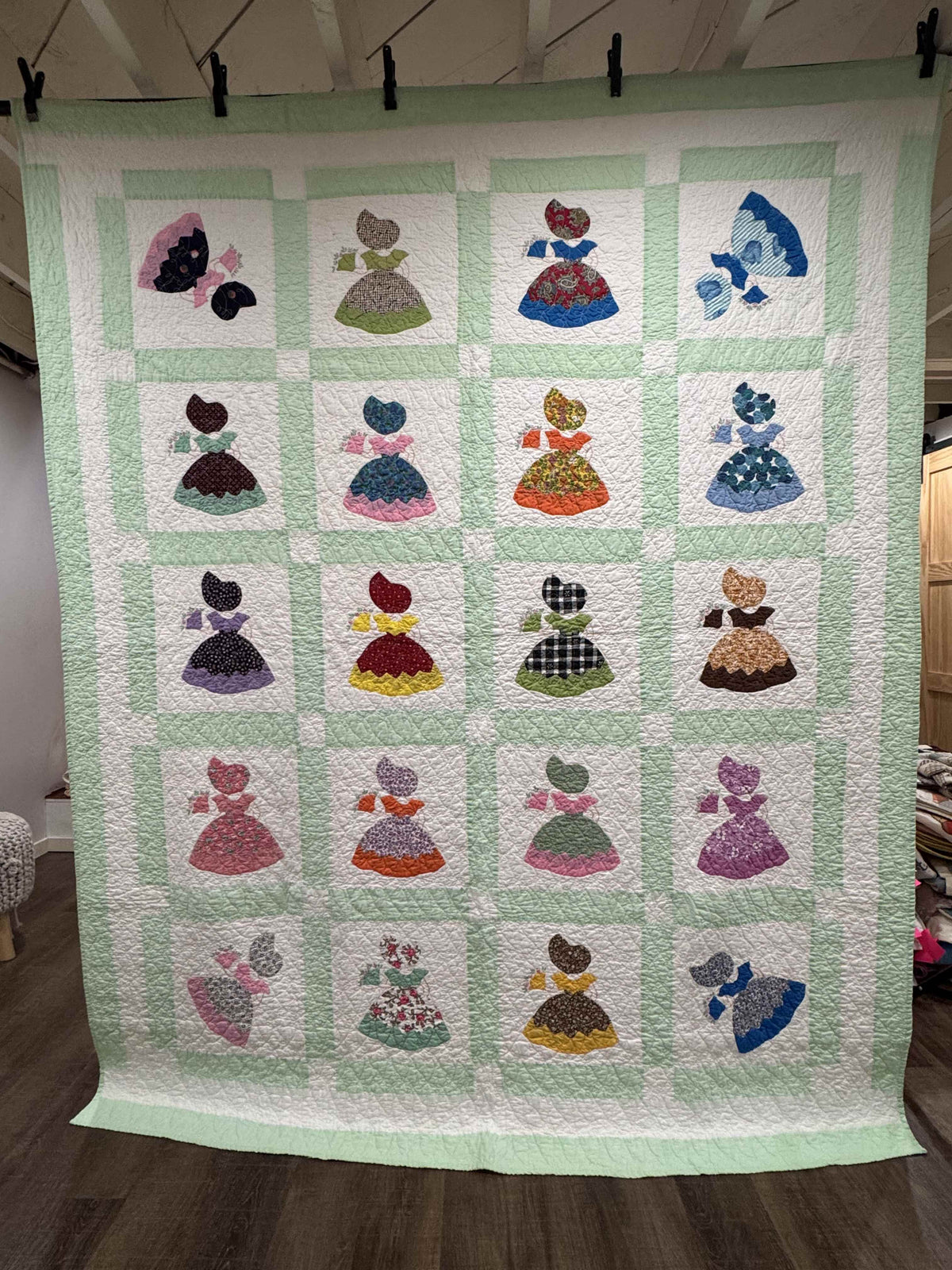 **SOLD Vintage Quilt Sunbonnet Sue with Nosegay SOLD**