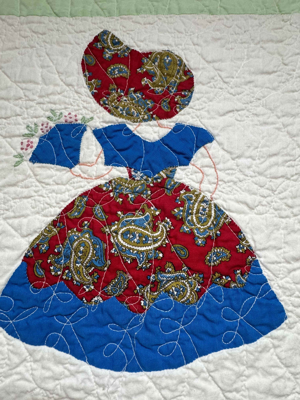 **SOLD Vintage Quilt Sunbonnet Sue with Nosegay SOLD**