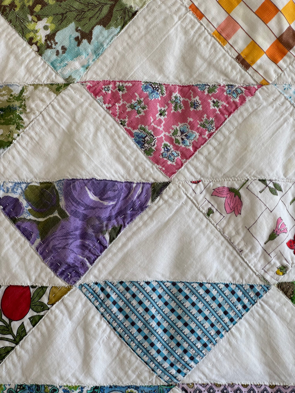 Vintage Reversible Half Square Triangle Feed Sack Qult