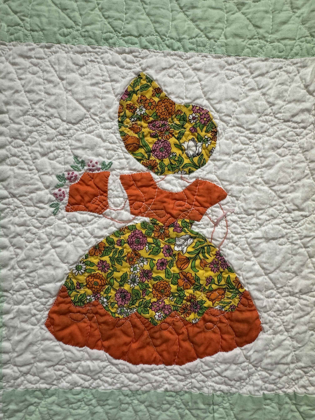 **SOLD Vintage Quilt Sunbonnet Sue with Nosegay SOLD**