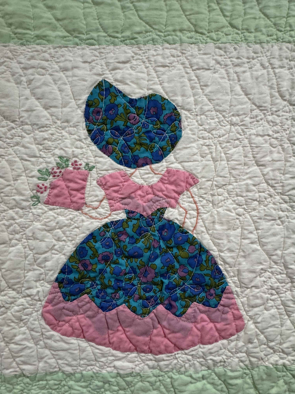 **SOLD Vintage Quilt Sunbonnet Sue with Nosegay SOLD**
