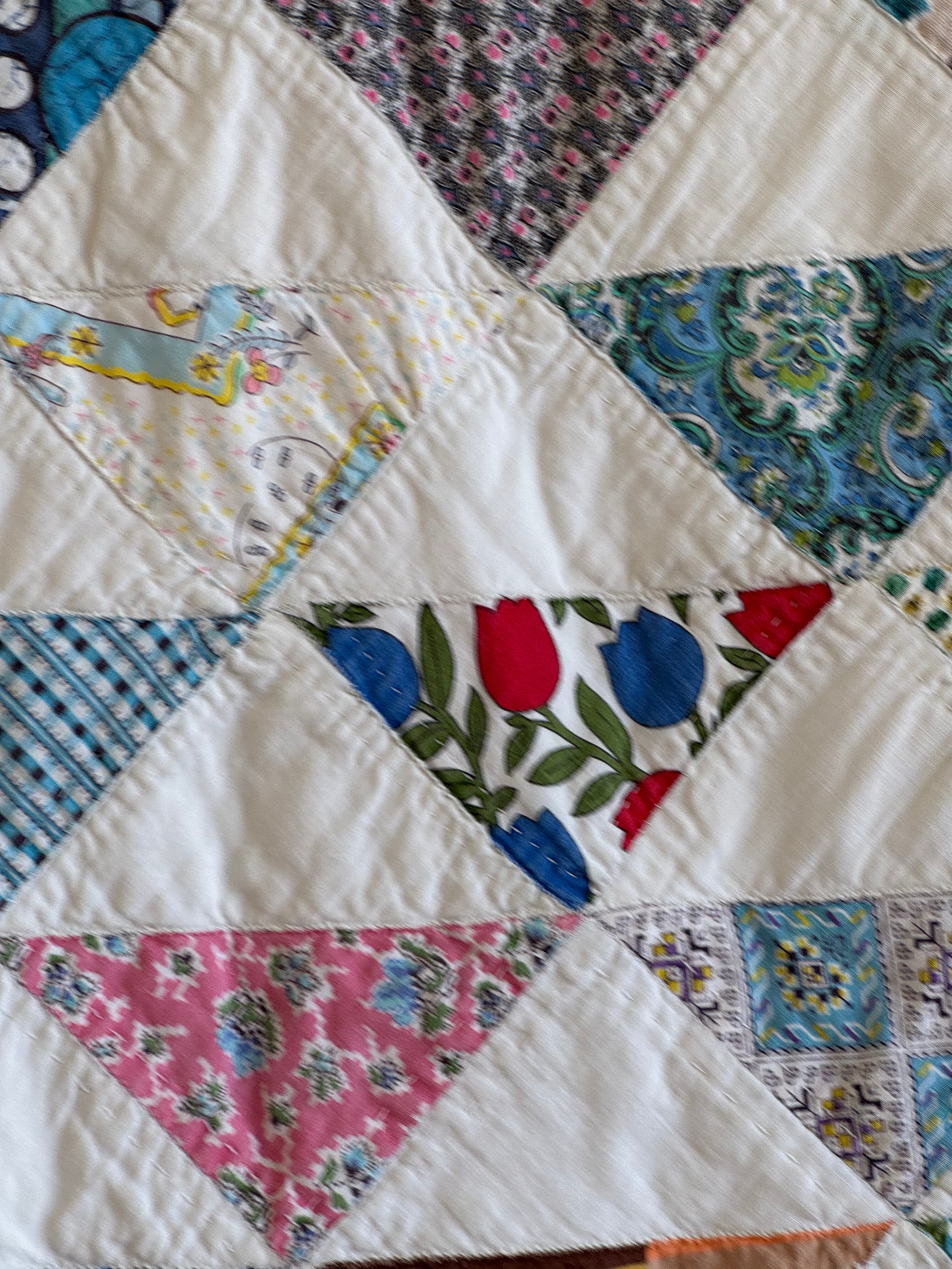 Vintage Reversible Half Square Triangle Feed Sack Qult