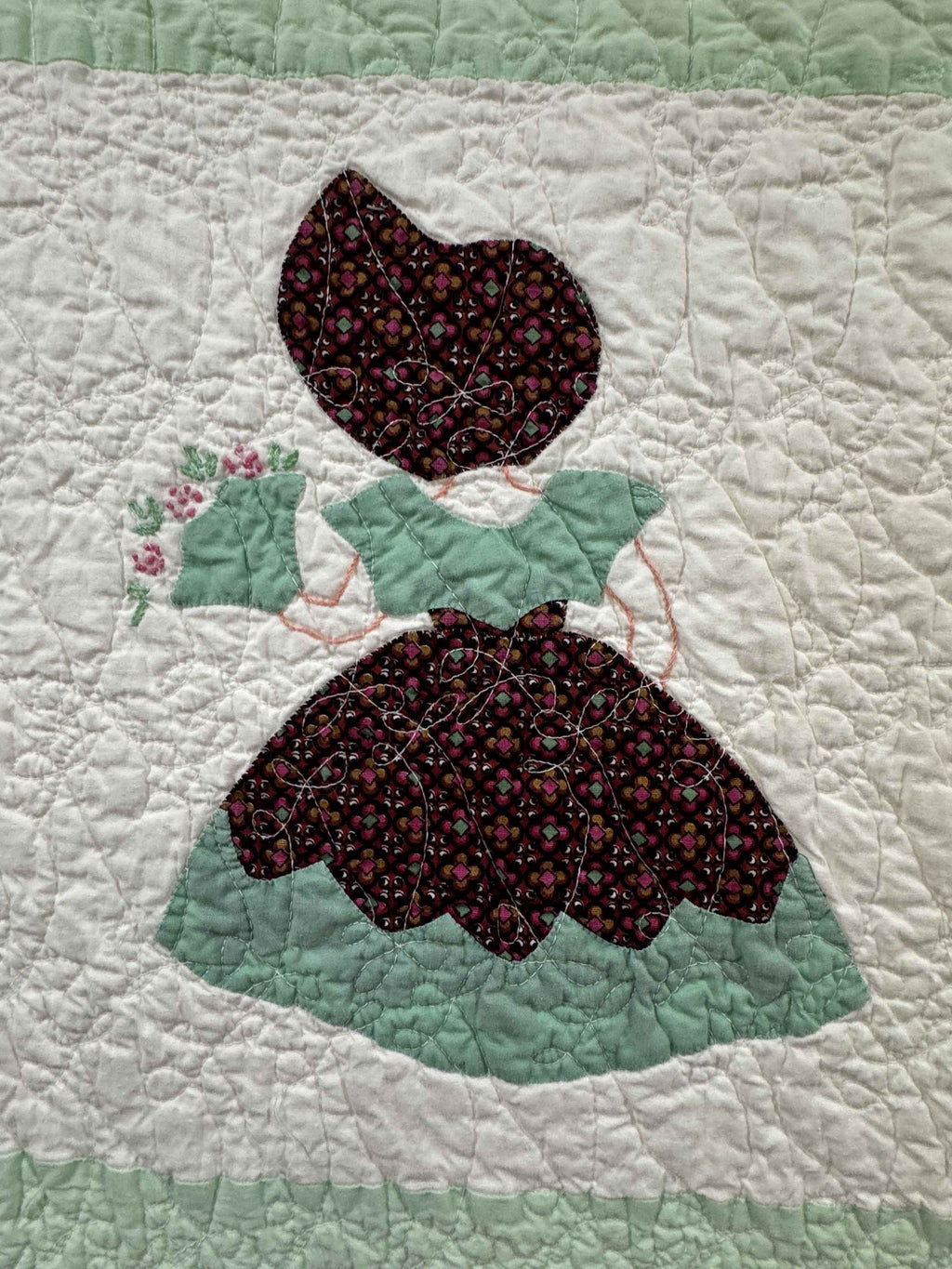 **SOLD Vintage Quilt Sunbonnet Sue with Nosegay SOLD**