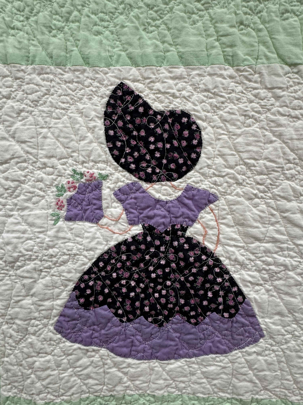 **SOLD Vintage Quilt Sunbonnet Sue with Nosegay SOLD**