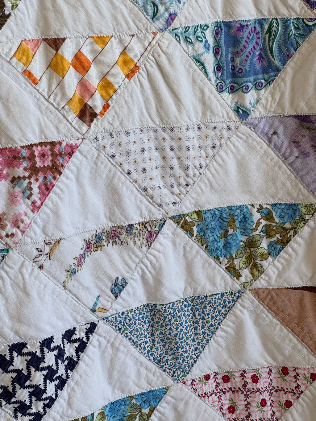 Vintage Reversible Half Square Triangle Feed Sack Qult