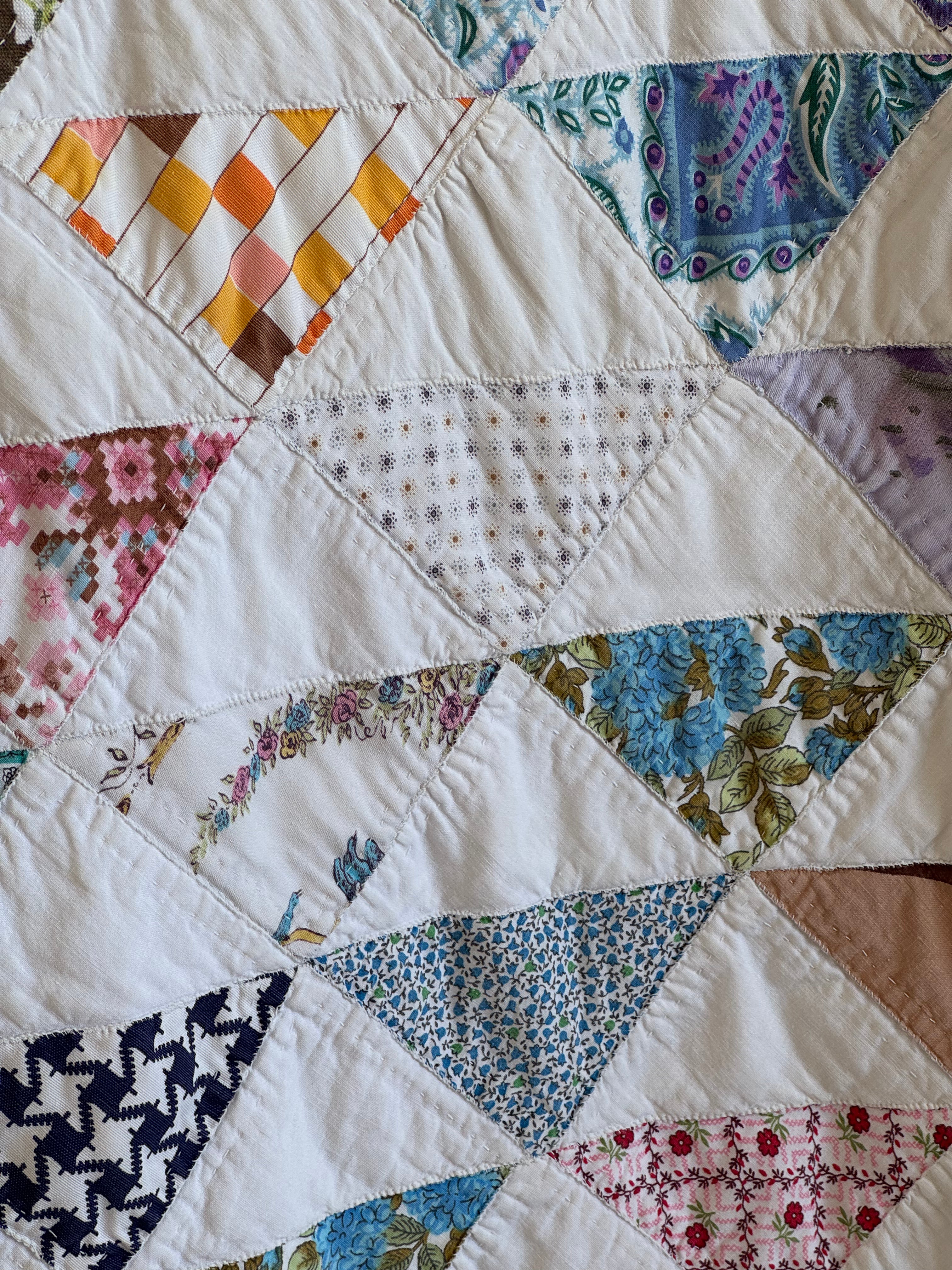 Vintage Reversible Half Square Triangle Feed Sack Qult