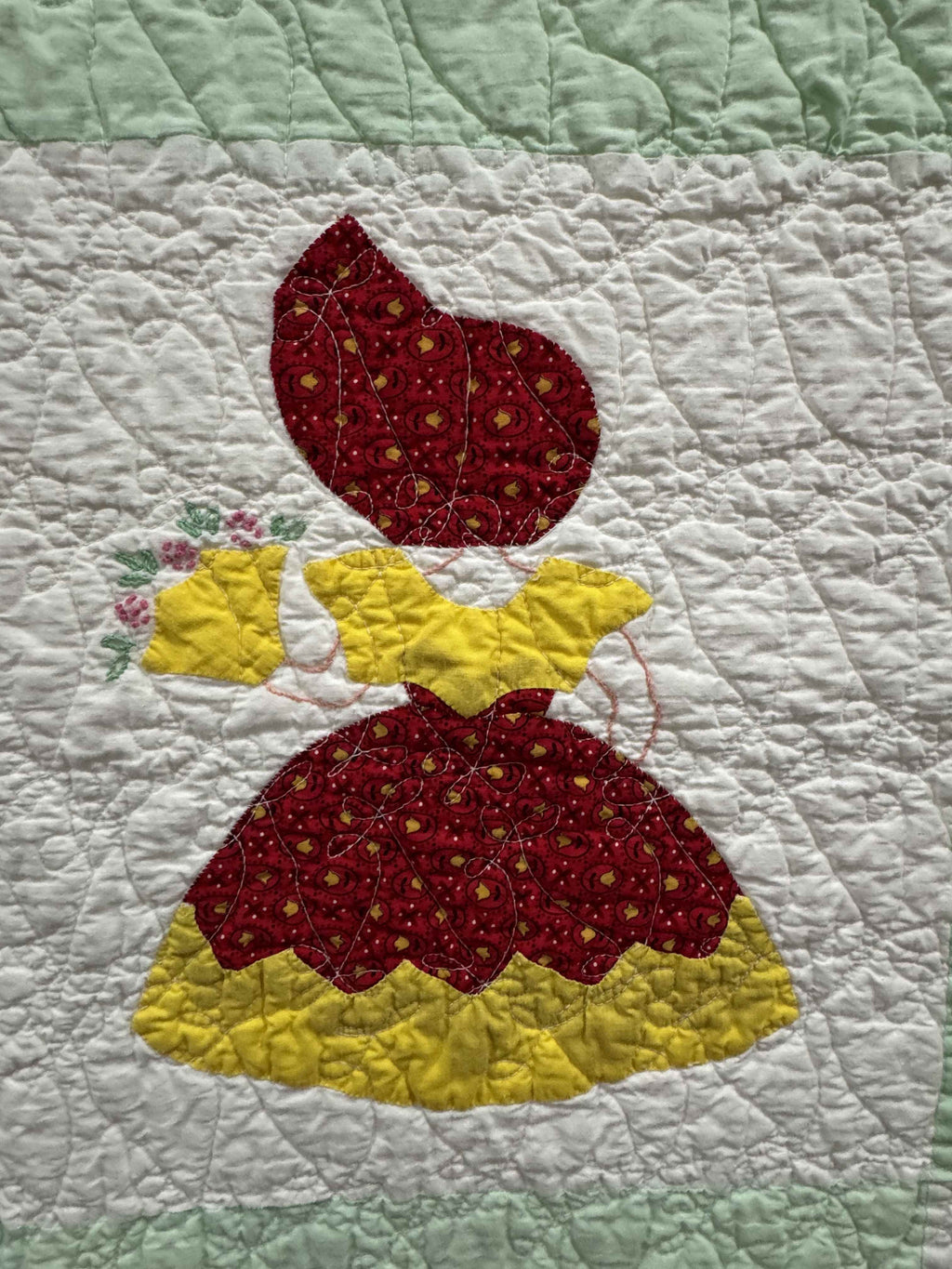 **SOLD Vintage Quilt Sunbonnet Sue with Nosegay SOLD**