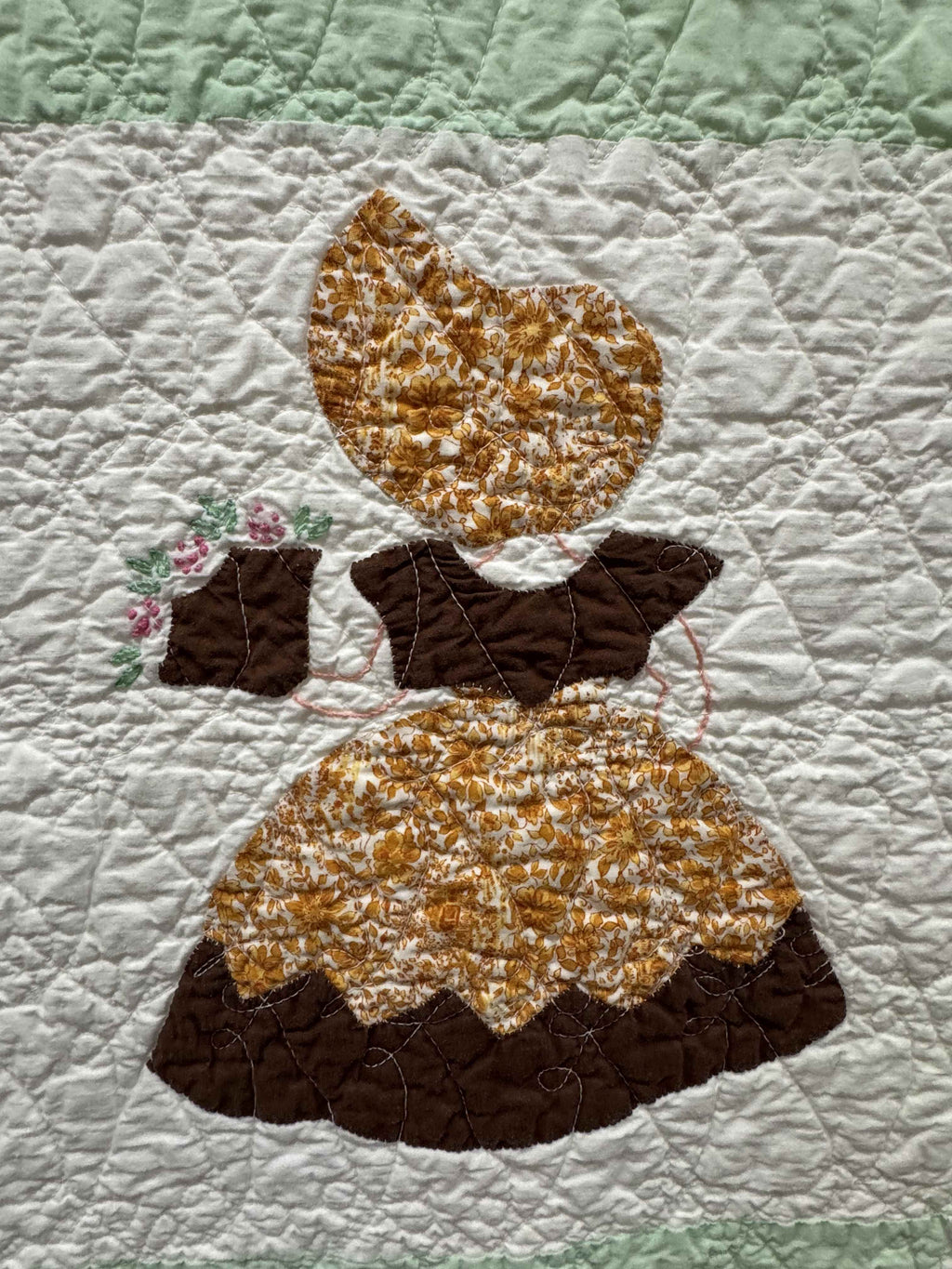 **SOLD Vintage Quilt Sunbonnet Sue with Nosegay SOLD**