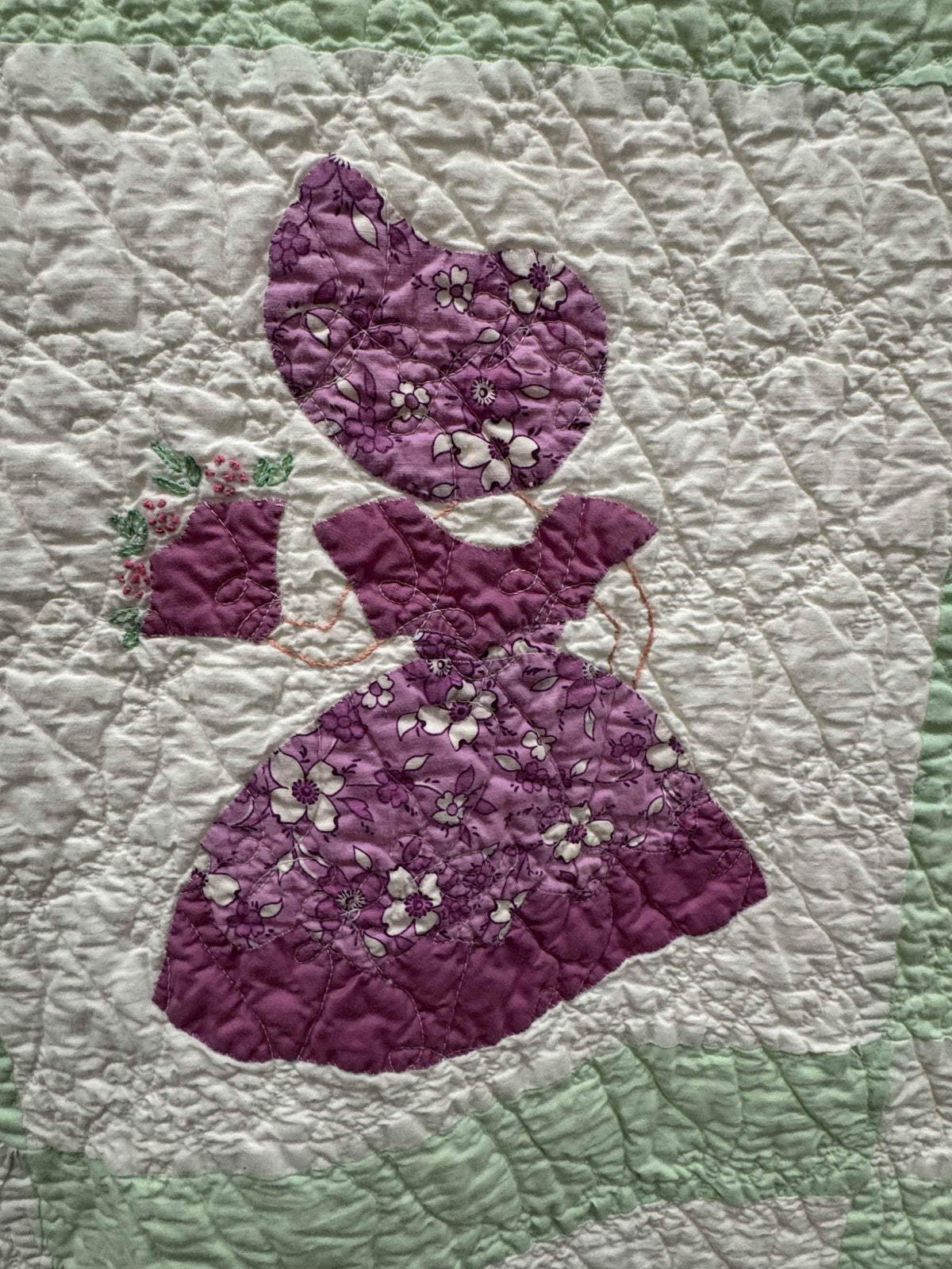 **SOLD Vintage Quilt Sunbonnet Sue with Nosegay SOLD**