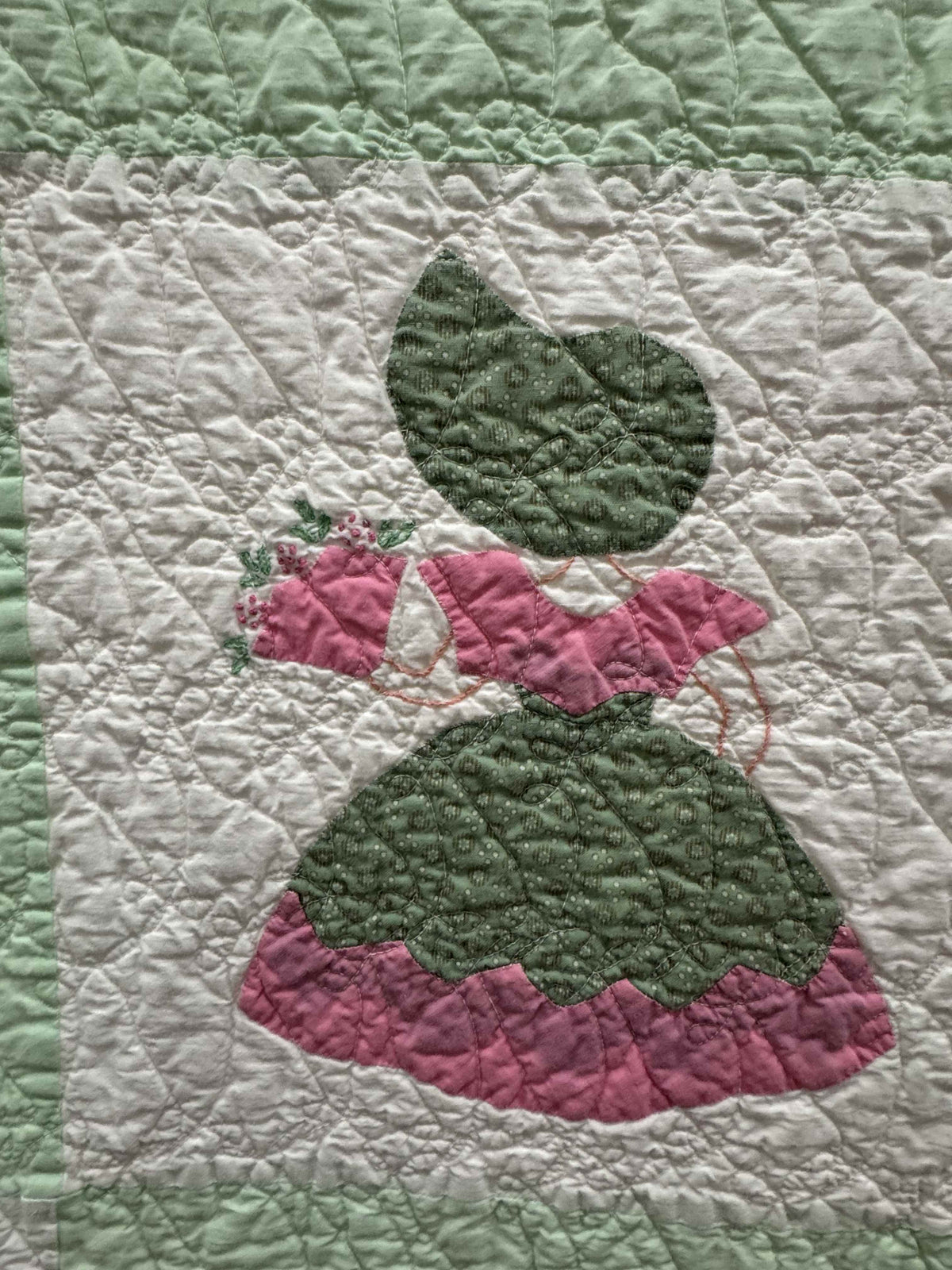 **SOLD Vintage Quilt Sunbonnet Sue with Nosegay SOLD**
