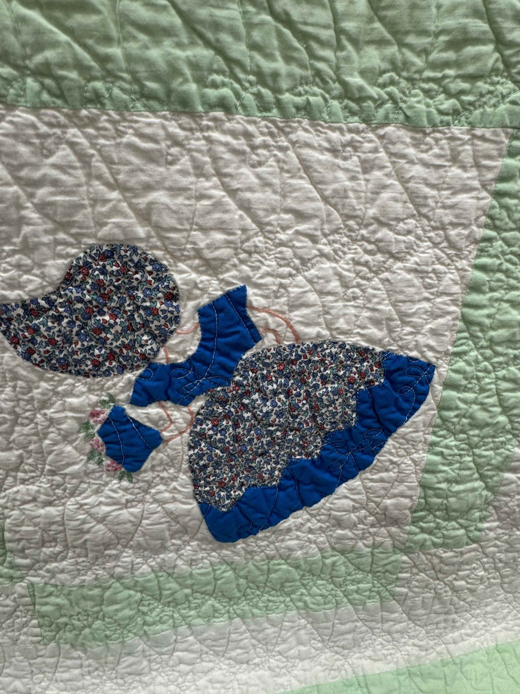 **SOLD Vintage Quilt Sunbonnet Sue with Nosegay SOLD**