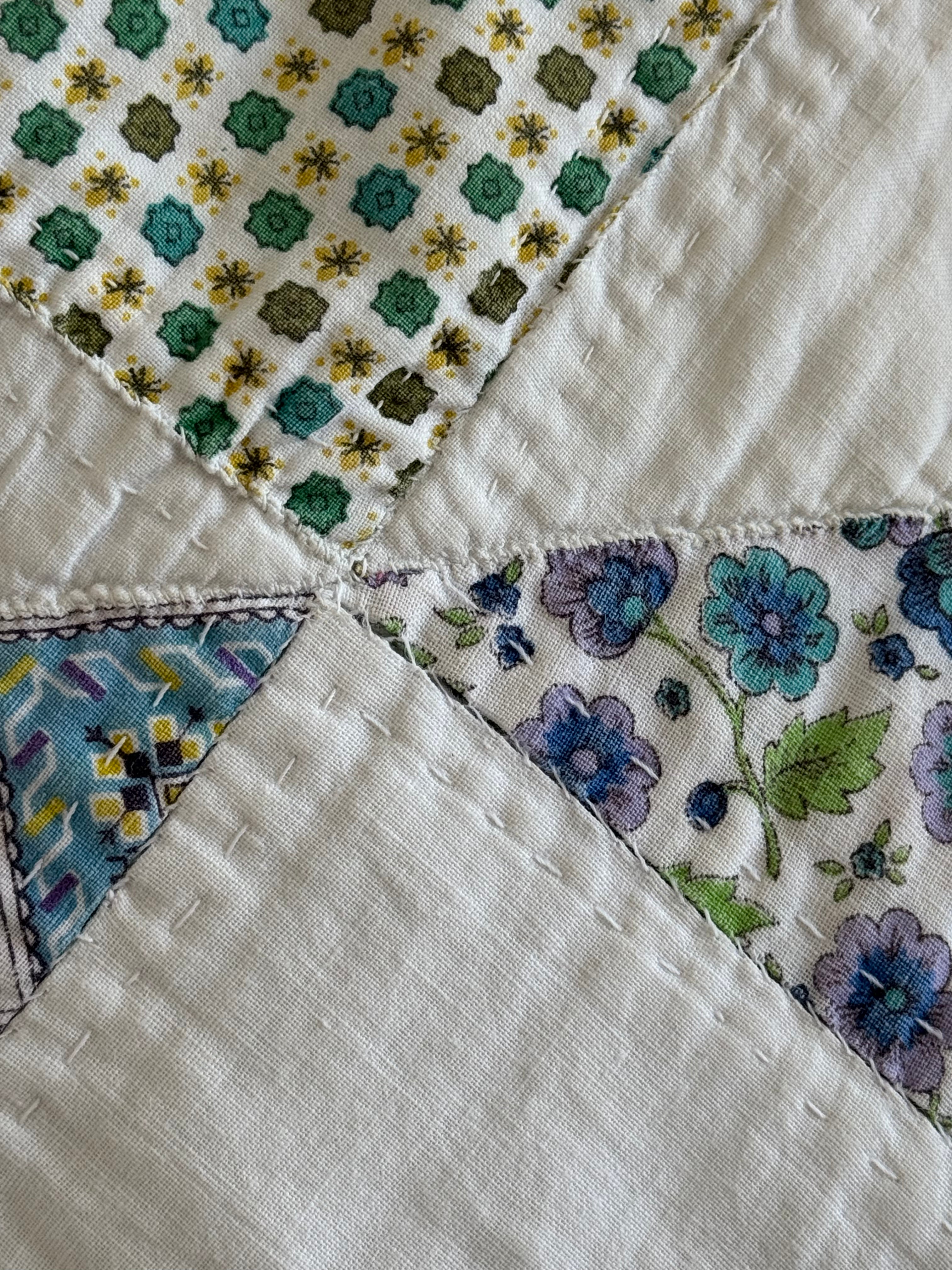 Vintage Reversible Half Square Triangle Feed Sack Qult