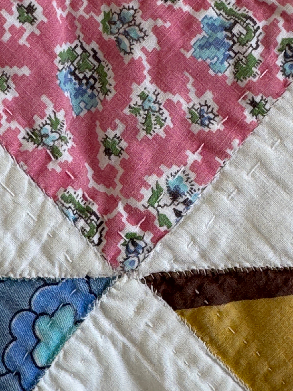 Vintage Reversible Half Square Triangle Feed Sack Qult