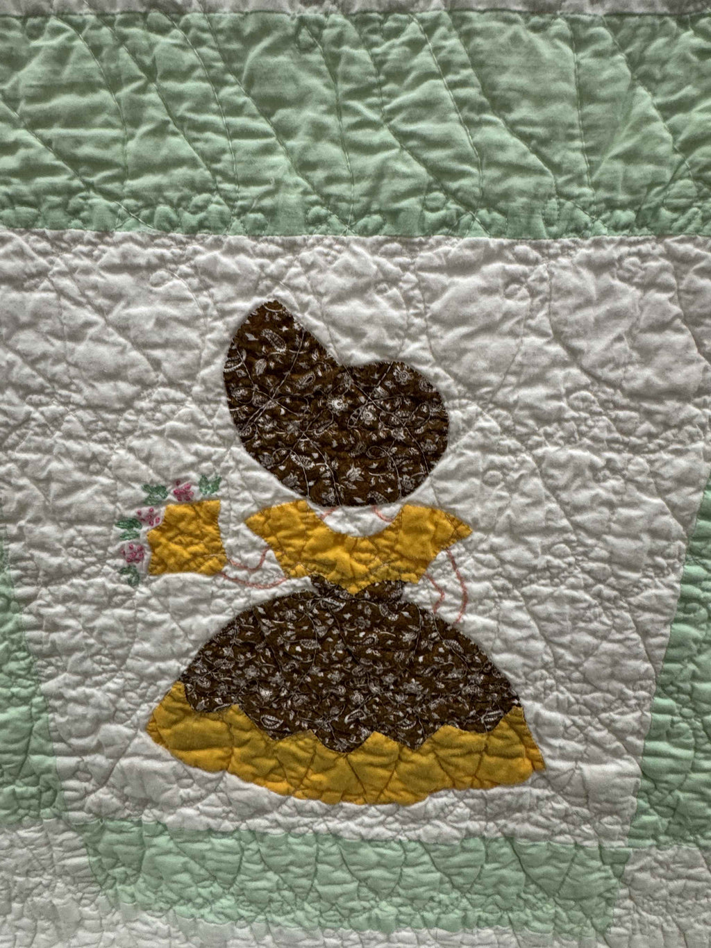 **SOLD Vintage Quilt Sunbonnet Sue with Nosegay SOLD**