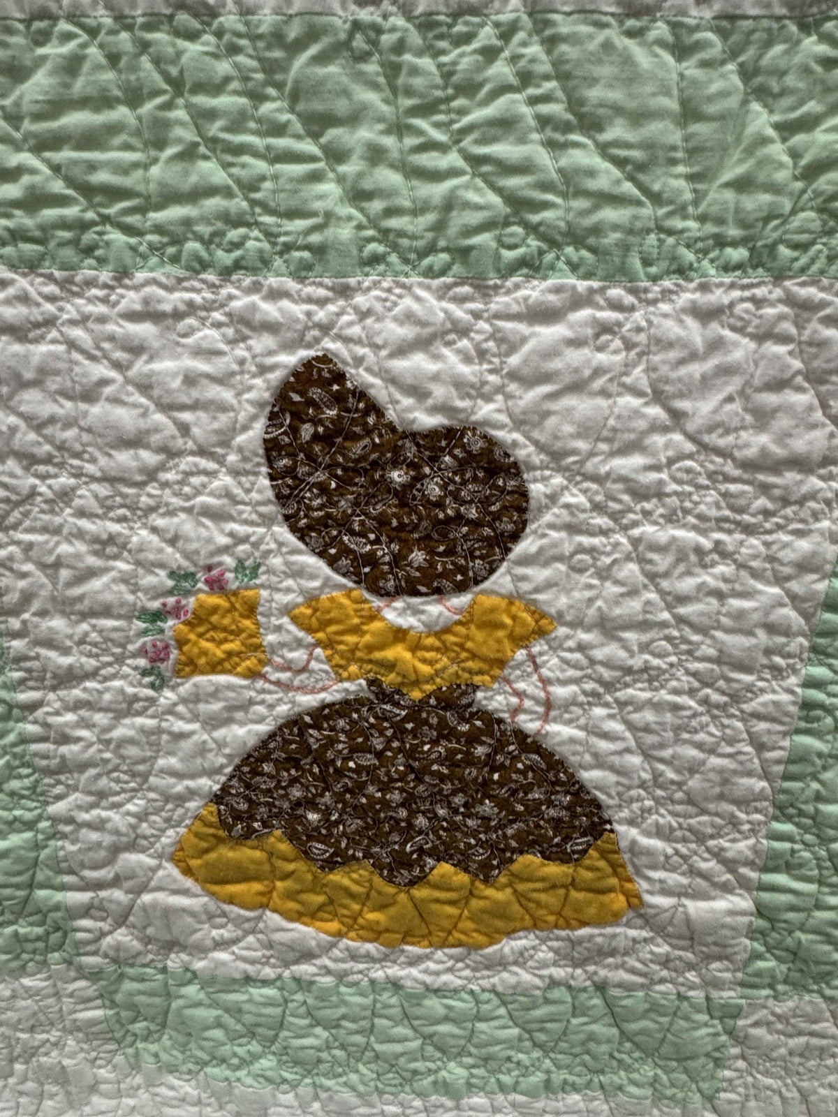 **SOLD Vintage Quilt Sunbonnet Sue with Nosegay SOLD**