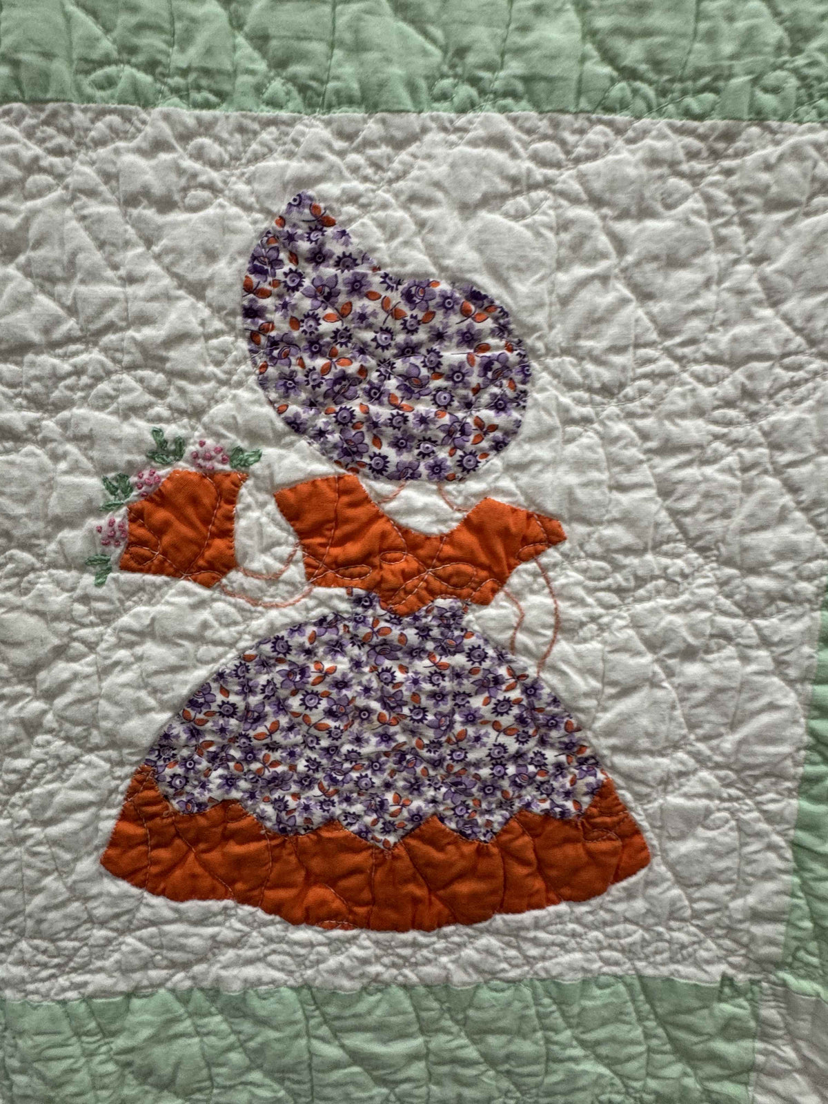 **SOLD Vintage Quilt Sunbonnet Sue with Nosegay SOLD**