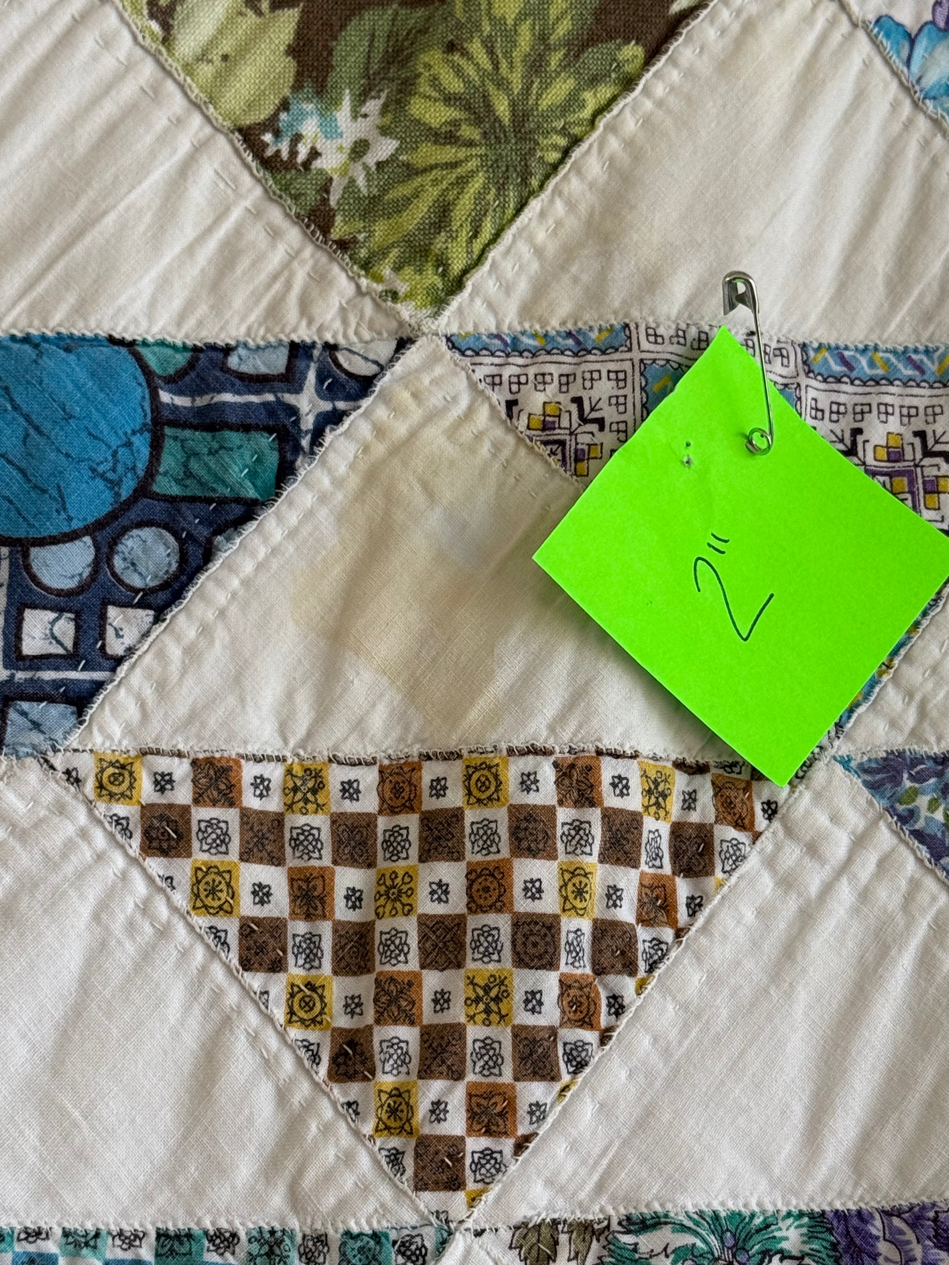 Vintage Reversible Half Square Triangle Feed Sack Qult