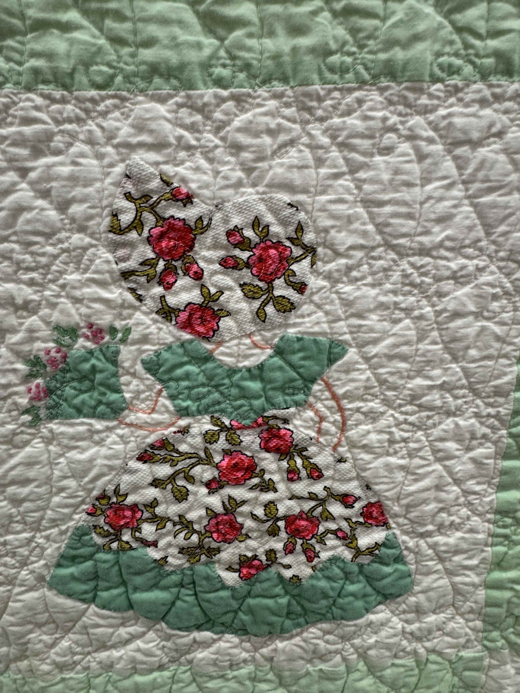 **SOLD Vintage Quilt Sunbonnet Sue with Nosegay SOLD**