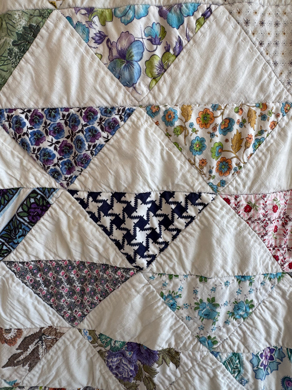 Vintage Reversible Half Square Triangle Feed Sack Qult